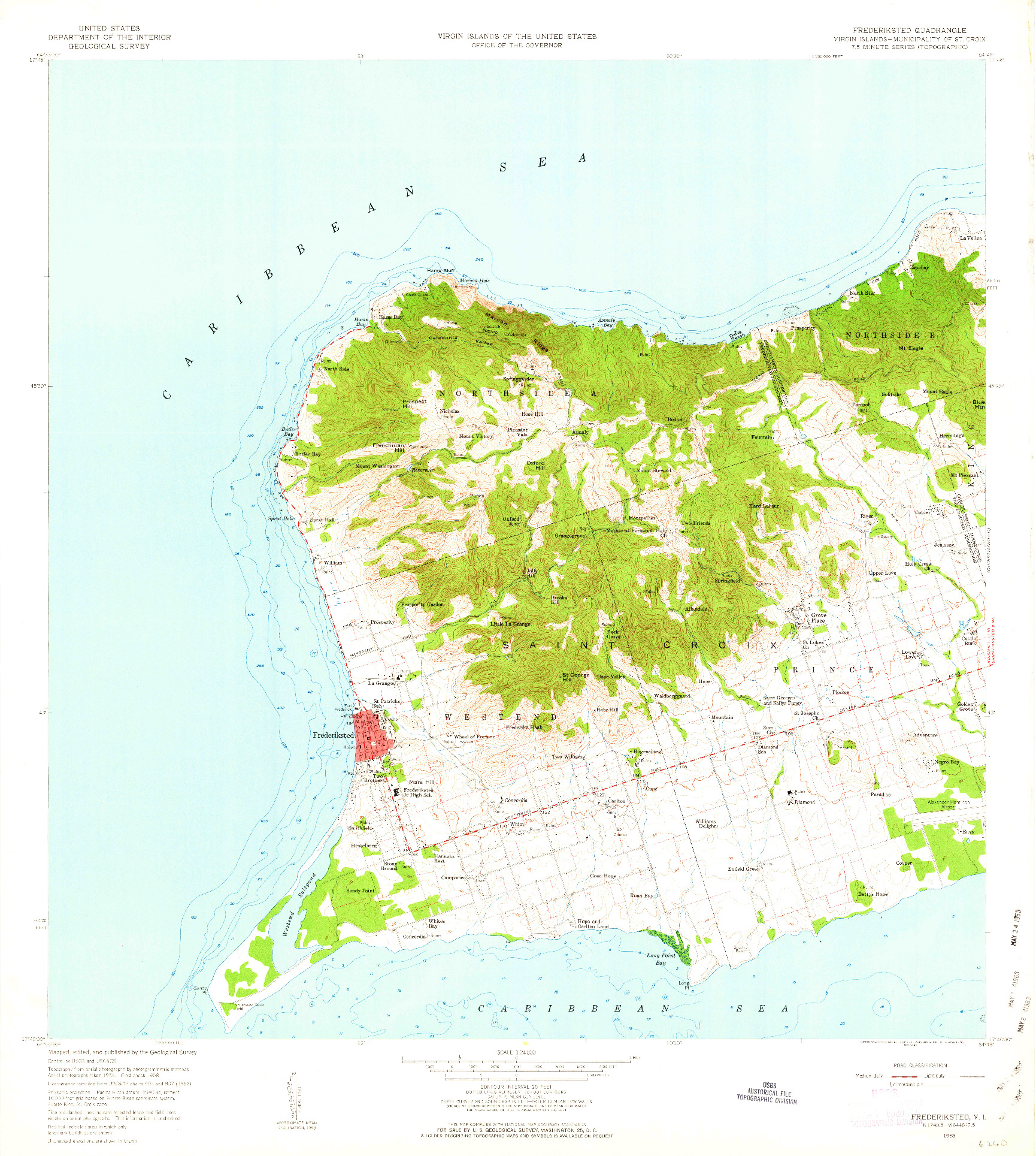 USGS 1:24000-SCALE QUADRANGLE FOR FREDERIKSTED, VI 1958