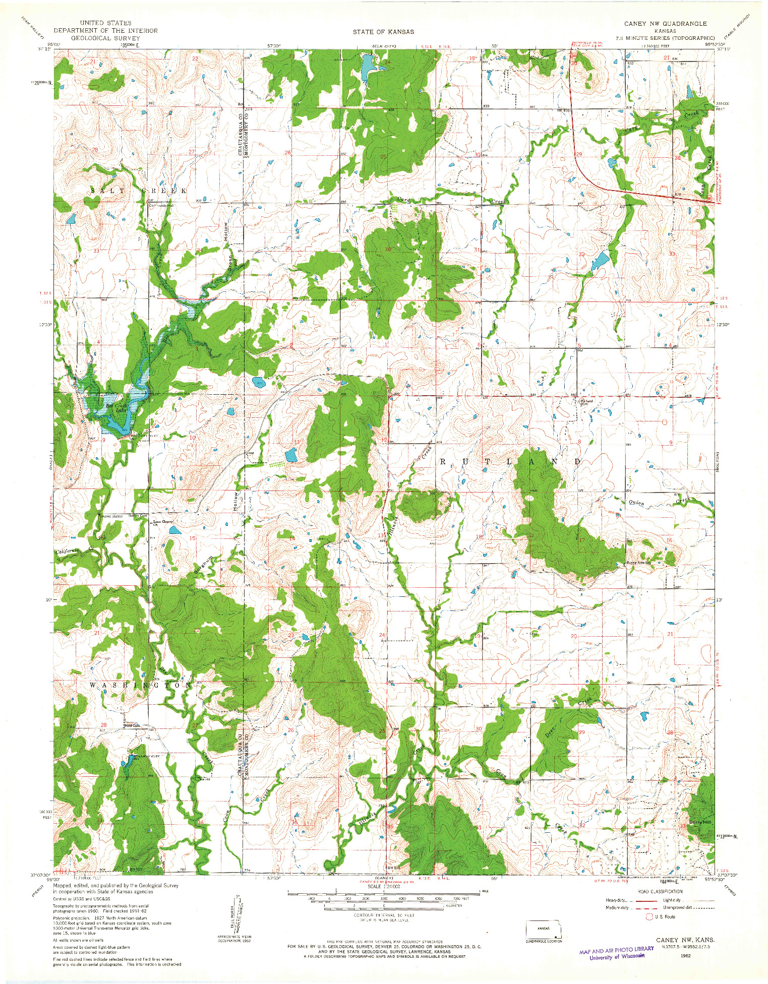 USGS 1:24000-SCALE QUADRANGLE FOR CANEY NW, KS 1962