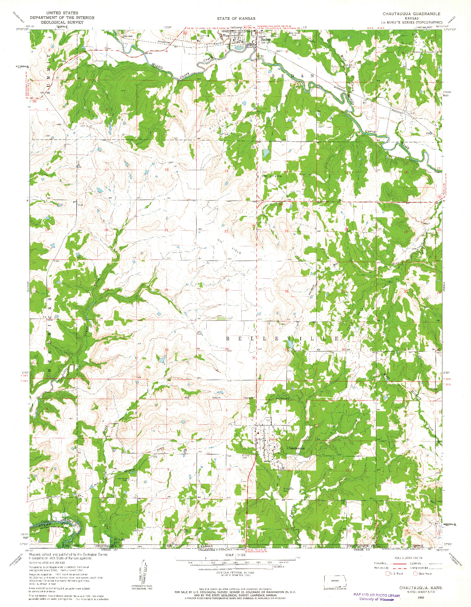 USGS 1:24000-SCALE QUADRANGLE FOR CHAUTAUQUA, KS 1962