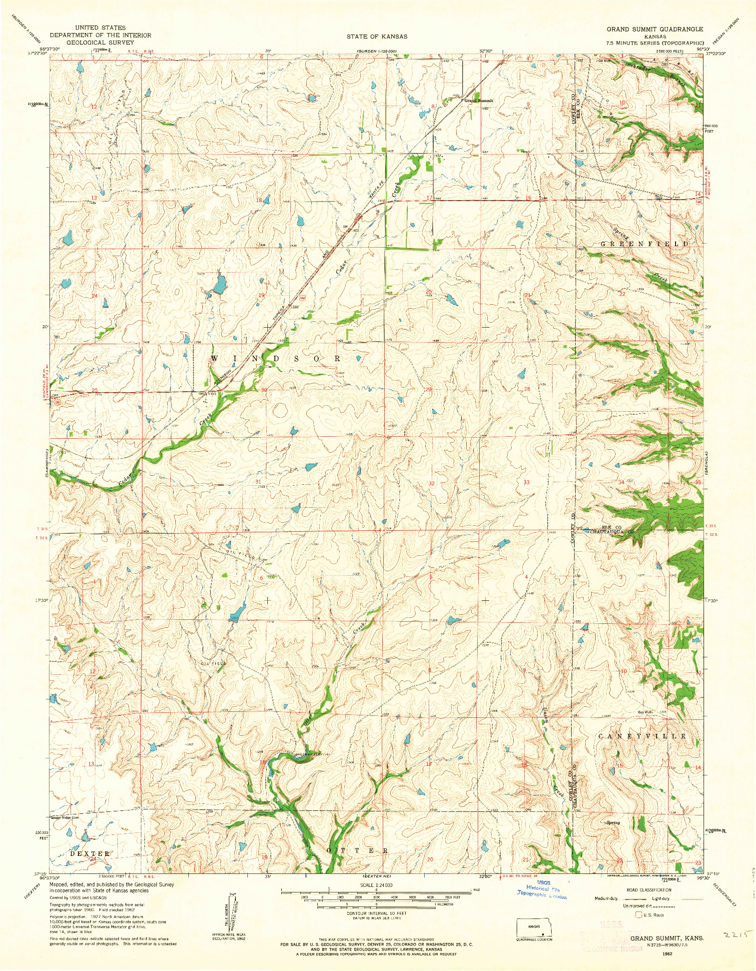 USGS 1:24000-SCALE QUADRANGLE FOR GRAND SUMMIT, KS 1962