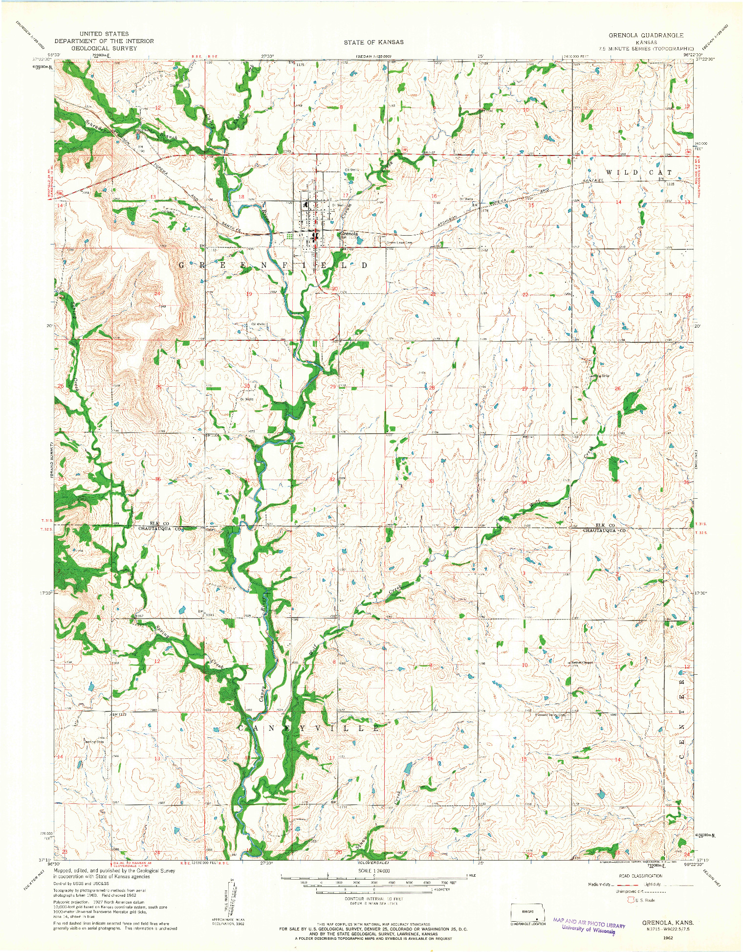 USGS 1:24000-SCALE QUADRANGLE FOR GRENOLA, KS 1962