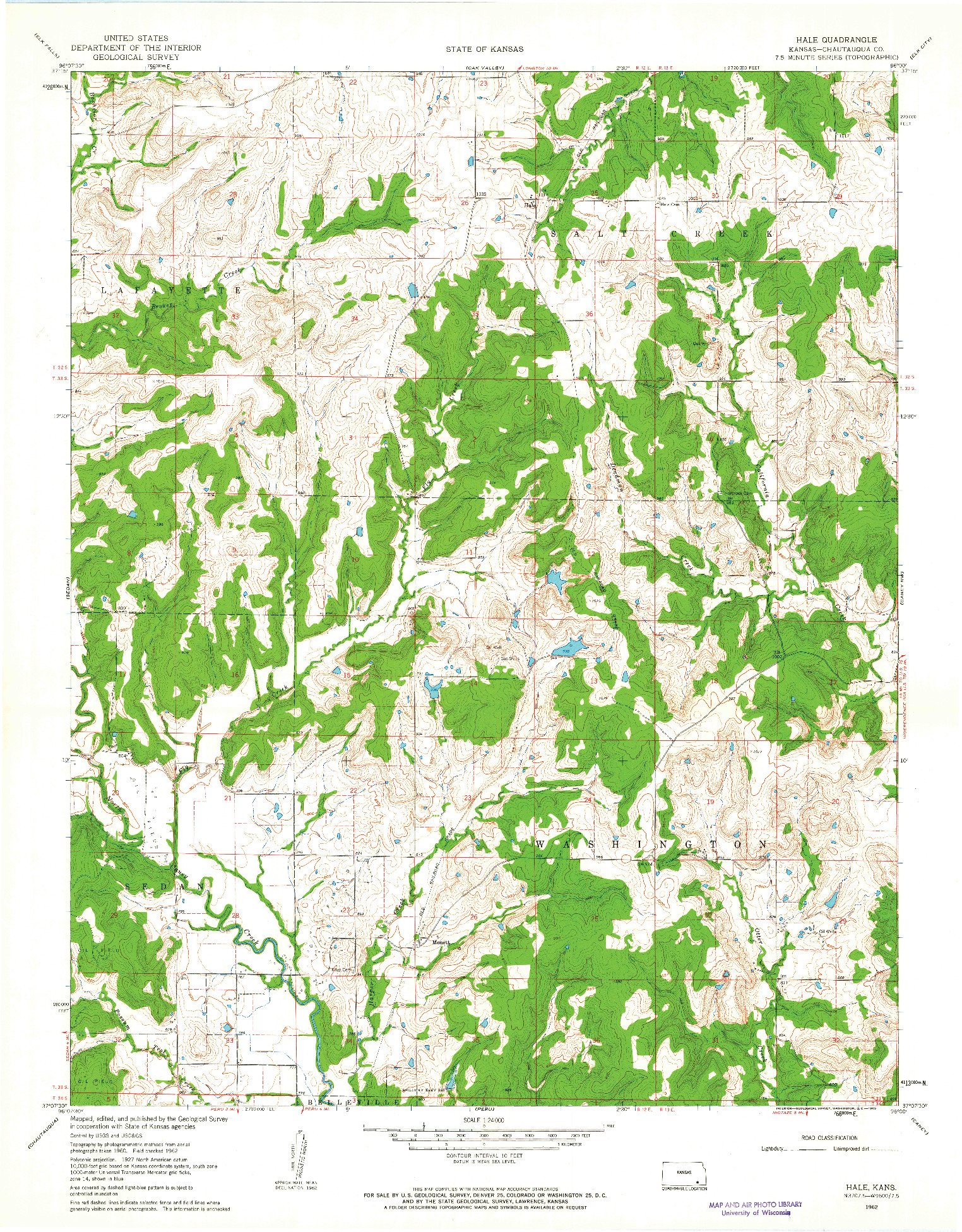 USGS 1:24000-SCALE QUADRANGLE FOR HALE, KS 1962