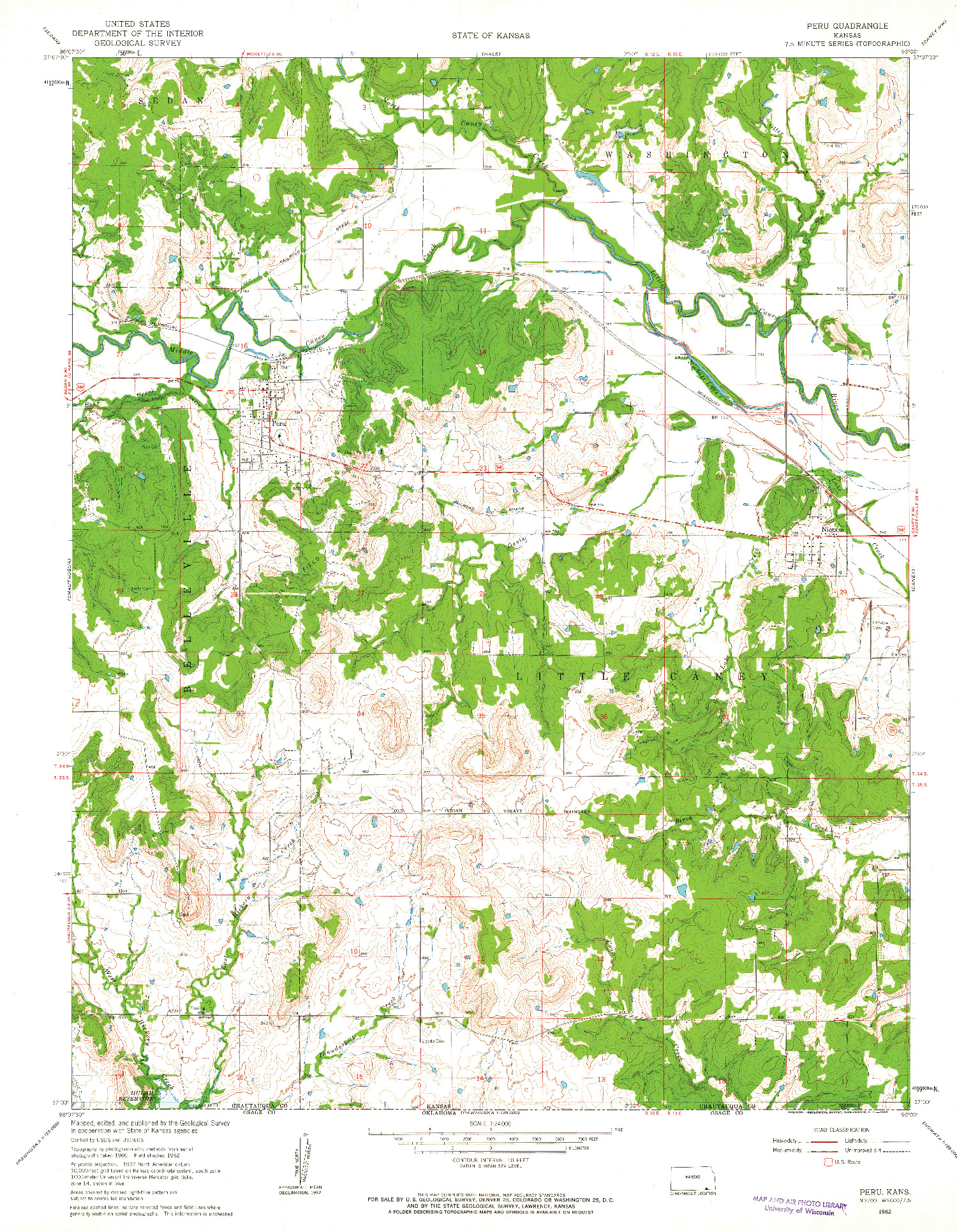 USGS 1:24000-SCALE QUADRANGLE FOR PERU, KS 1962