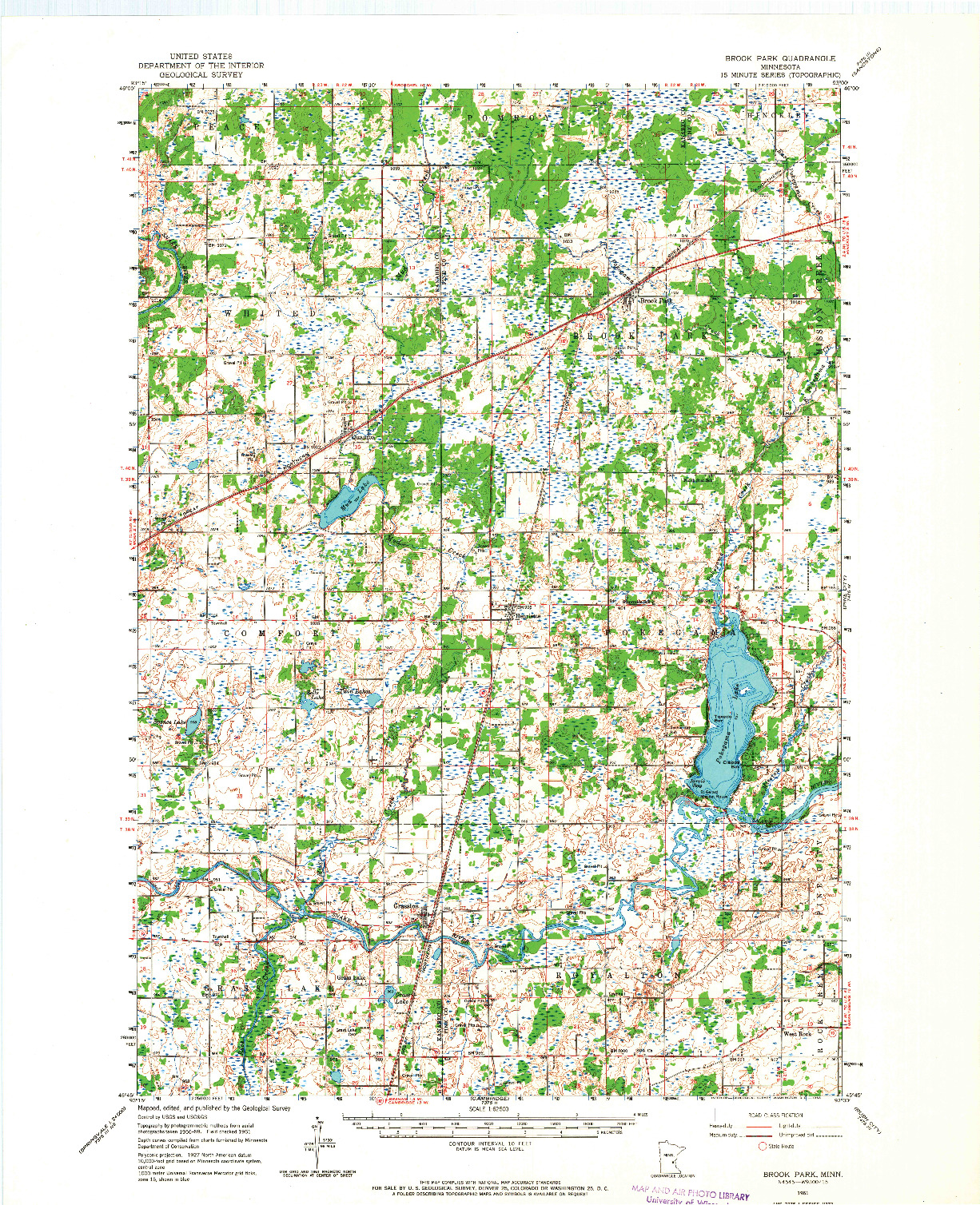 USGS 1:62500-SCALE QUADRANGLE FOR BROOK PARK, MN 1961
