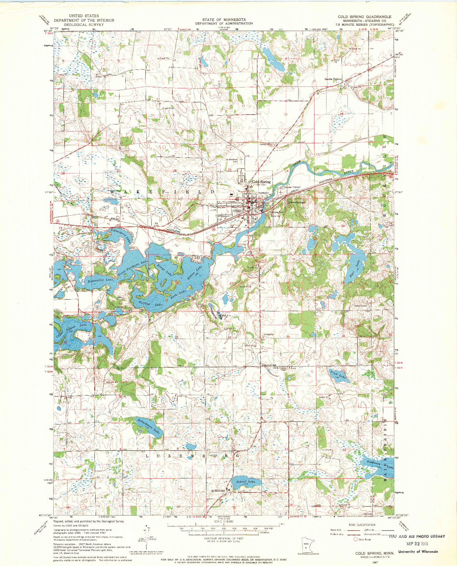 USGS 1:24000-SCALE QUADRANGLE FOR COLD SPRING, MN 1967