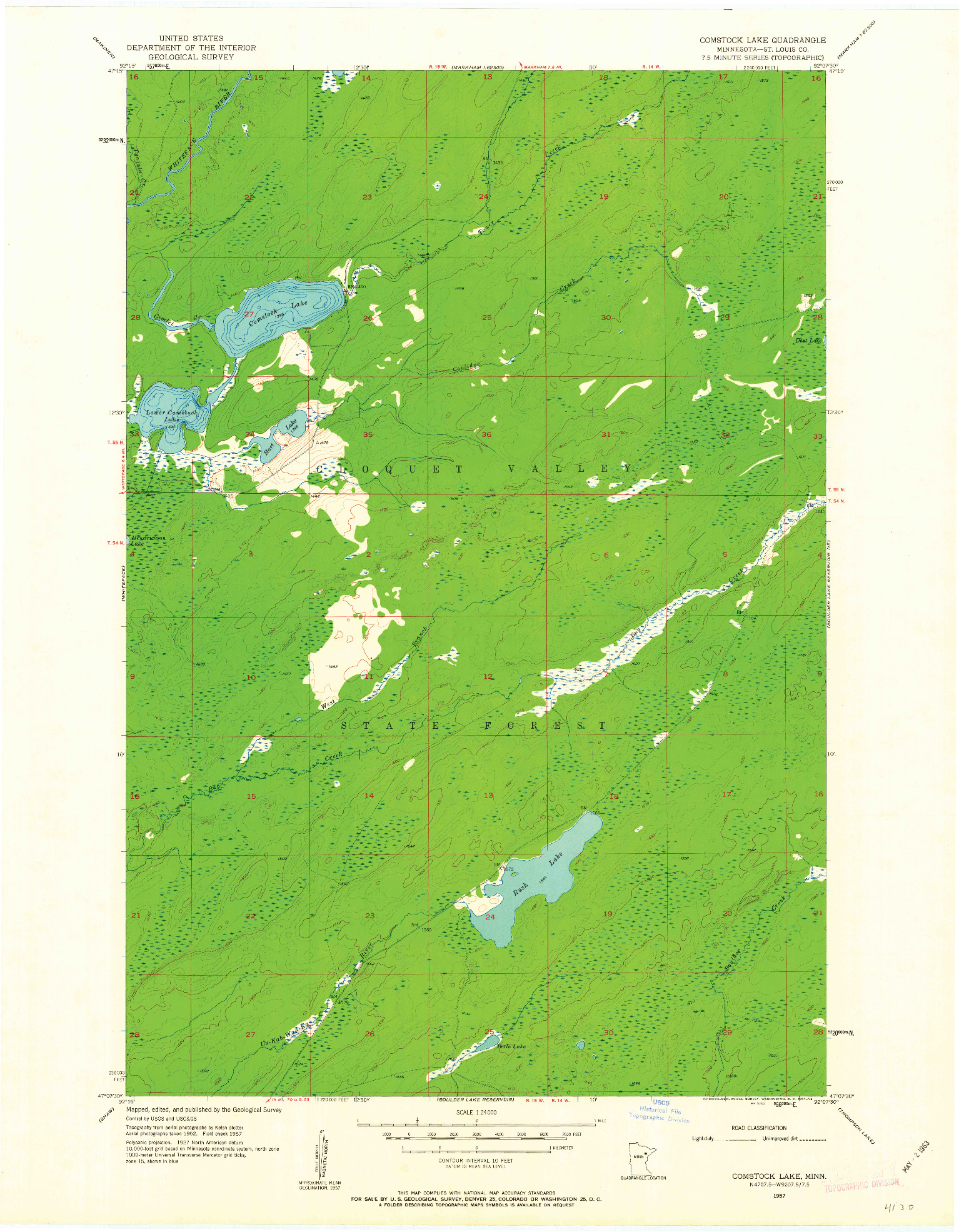 USGS 1:24000-SCALE QUADRANGLE FOR COMSTOCK LAKE, MN 1957