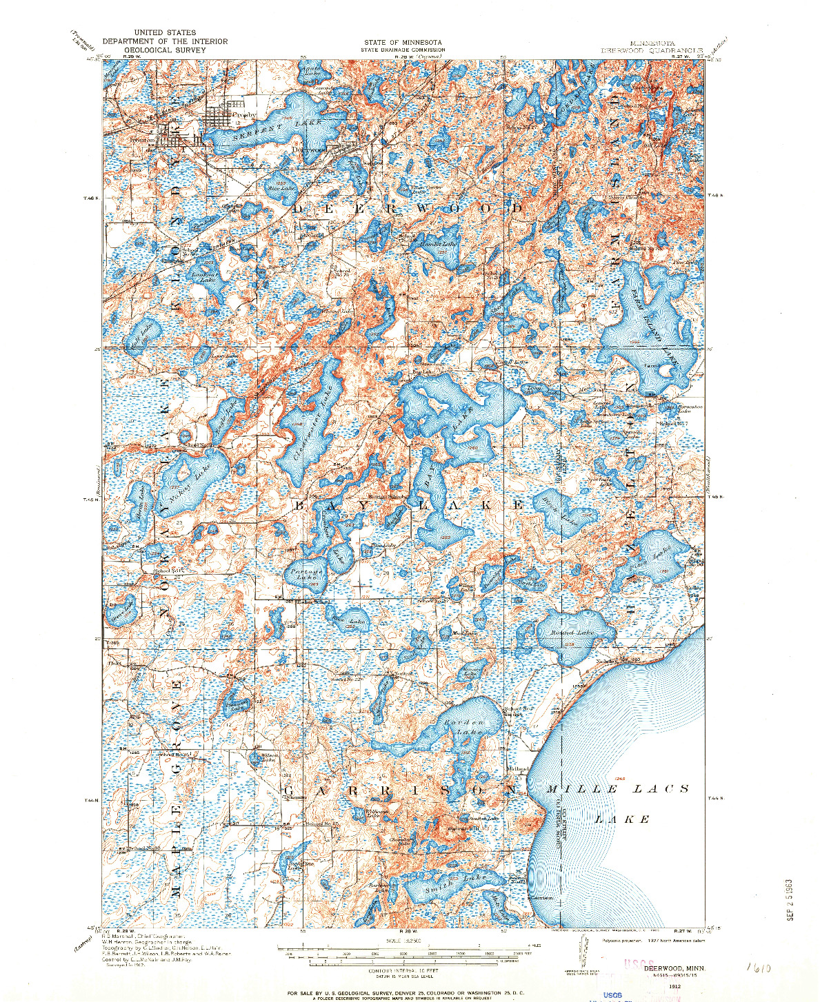 USGS 1:62500-SCALE QUADRANGLE FOR DEERWOOD, MN 1912
