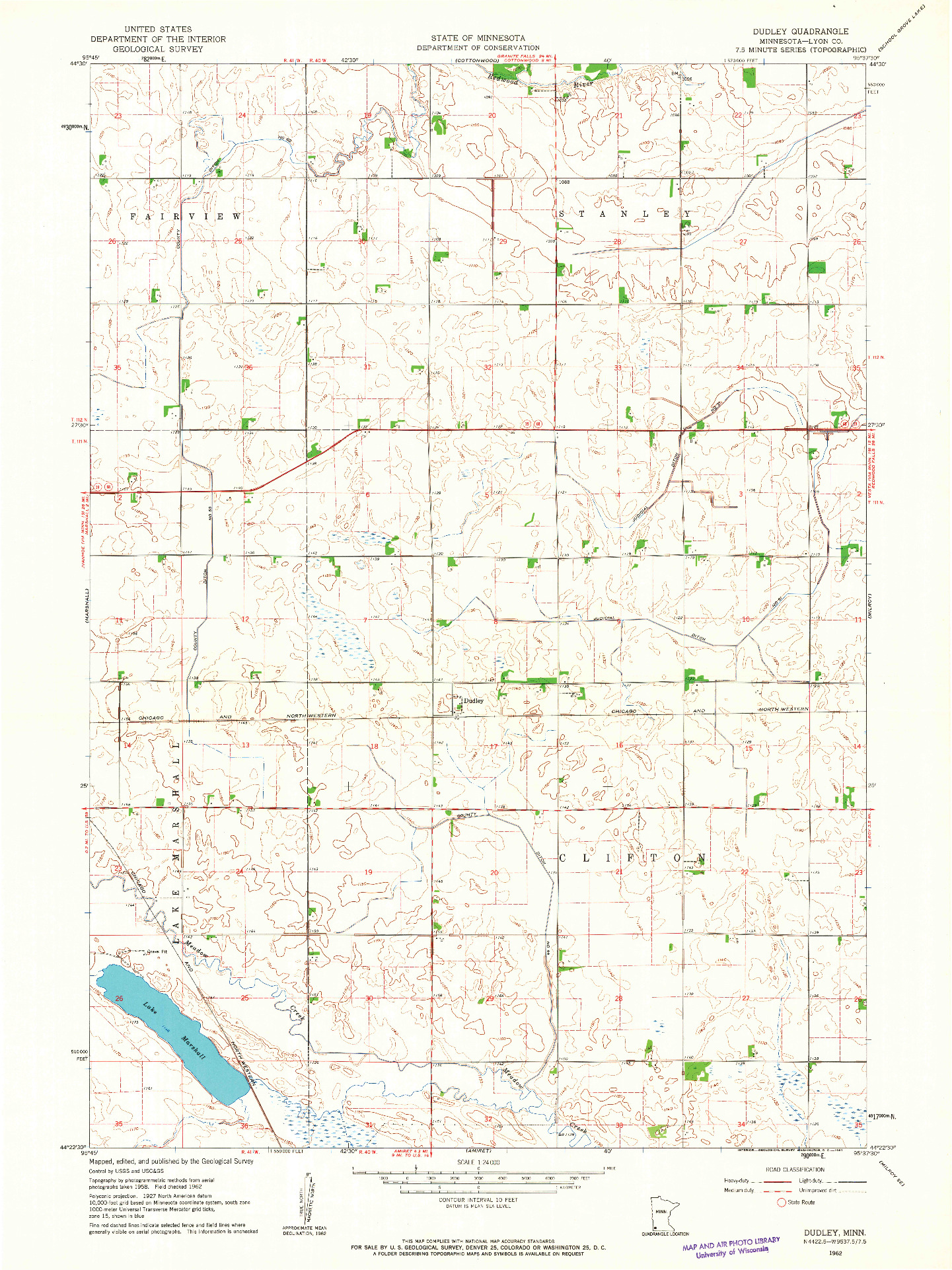 USGS 1:24000-SCALE QUADRANGLE FOR DUDLEY, MN 1962