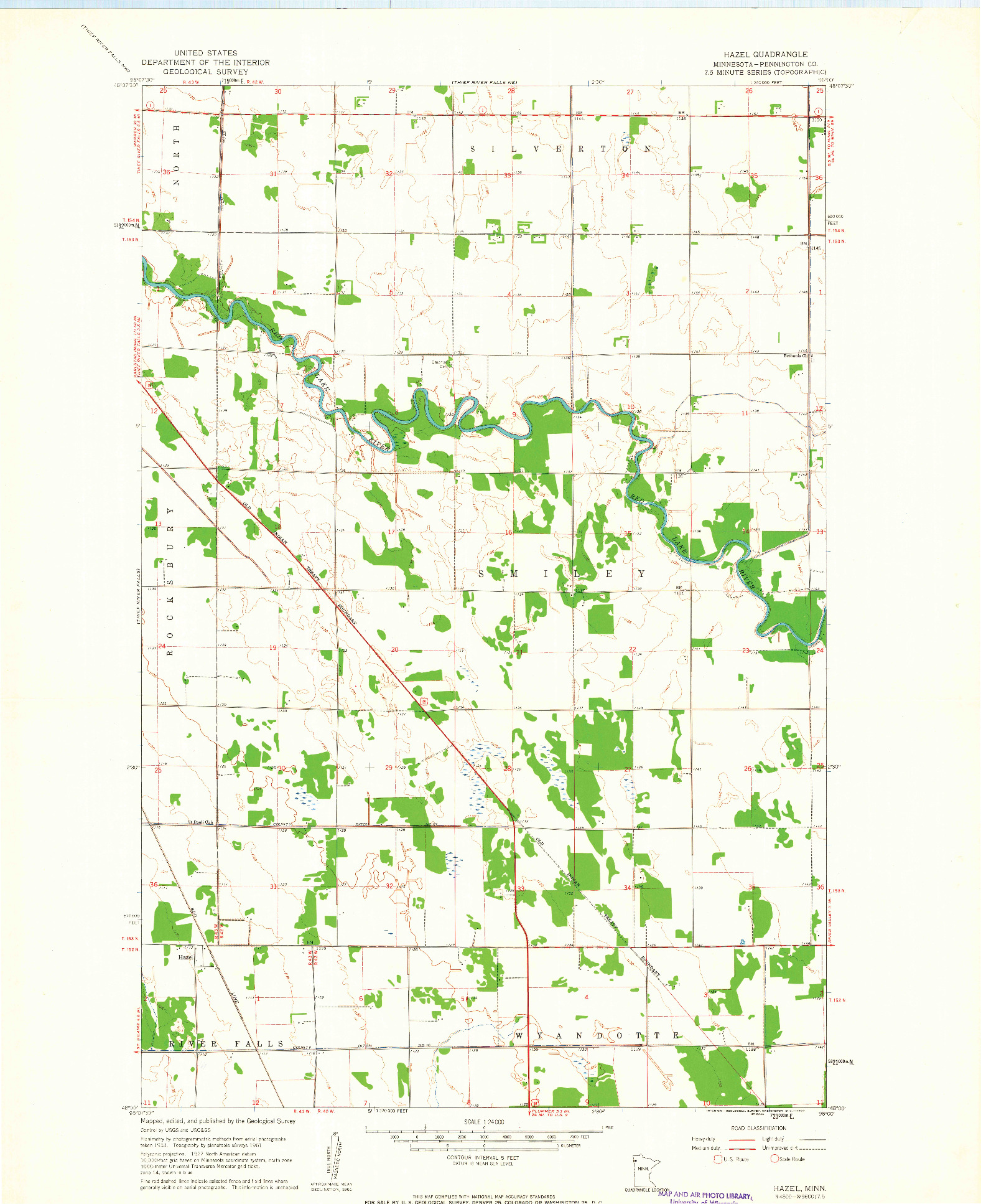 USGS 1:24000-SCALE QUADRANGLE FOR HAZEL, MN 1961