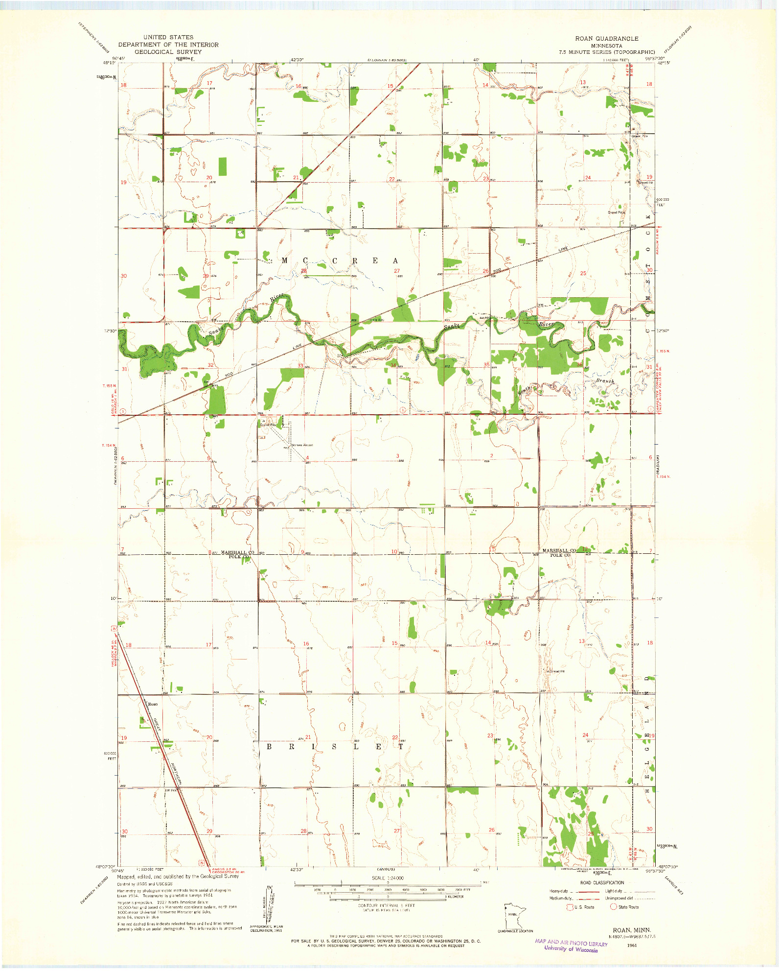 USGS 1:24000-SCALE QUADRANGLE FOR ROAN, MN 1961