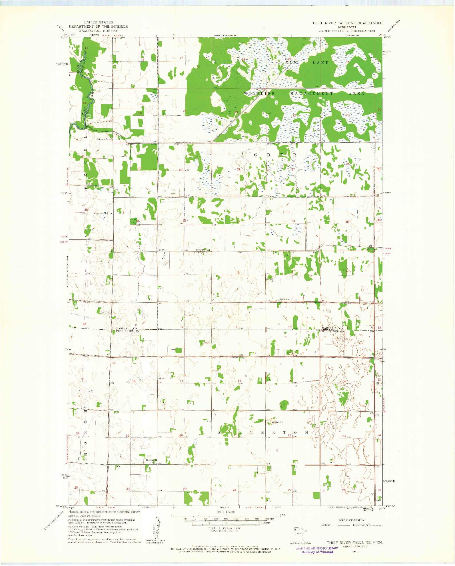 USGS 1:24000-SCALE QUADRANGLE FOR THIEF RIVER FALLS NE, MN 1961