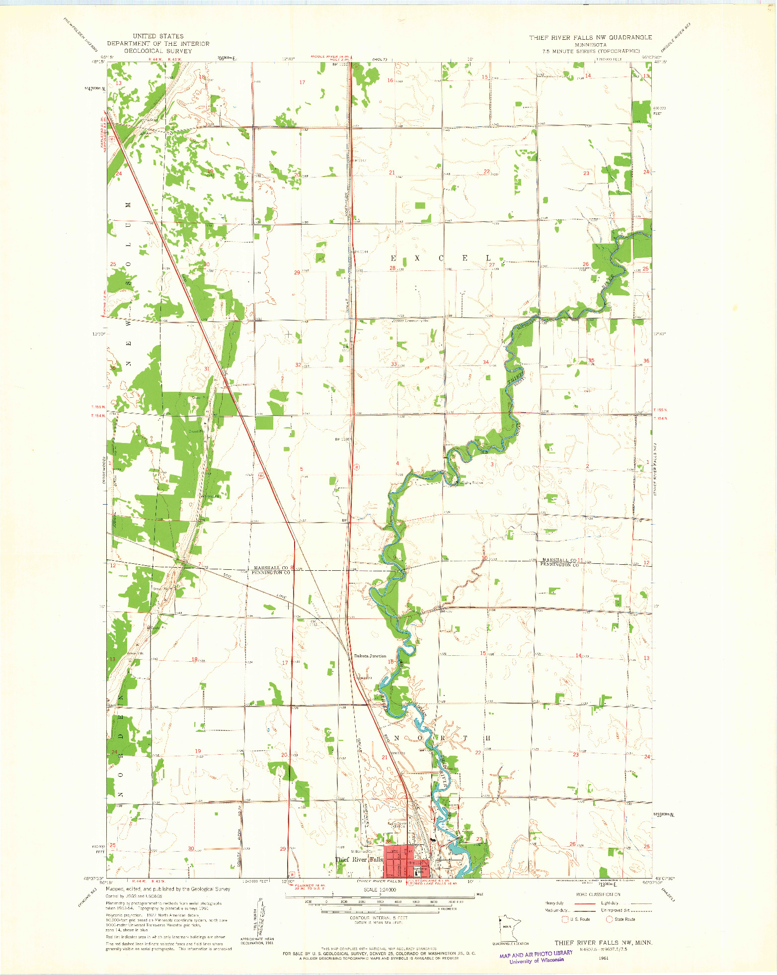 USGS 1:24000-SCALE QUADRANGLE FOR THIEF RIVER FALLS NW, MN 1961