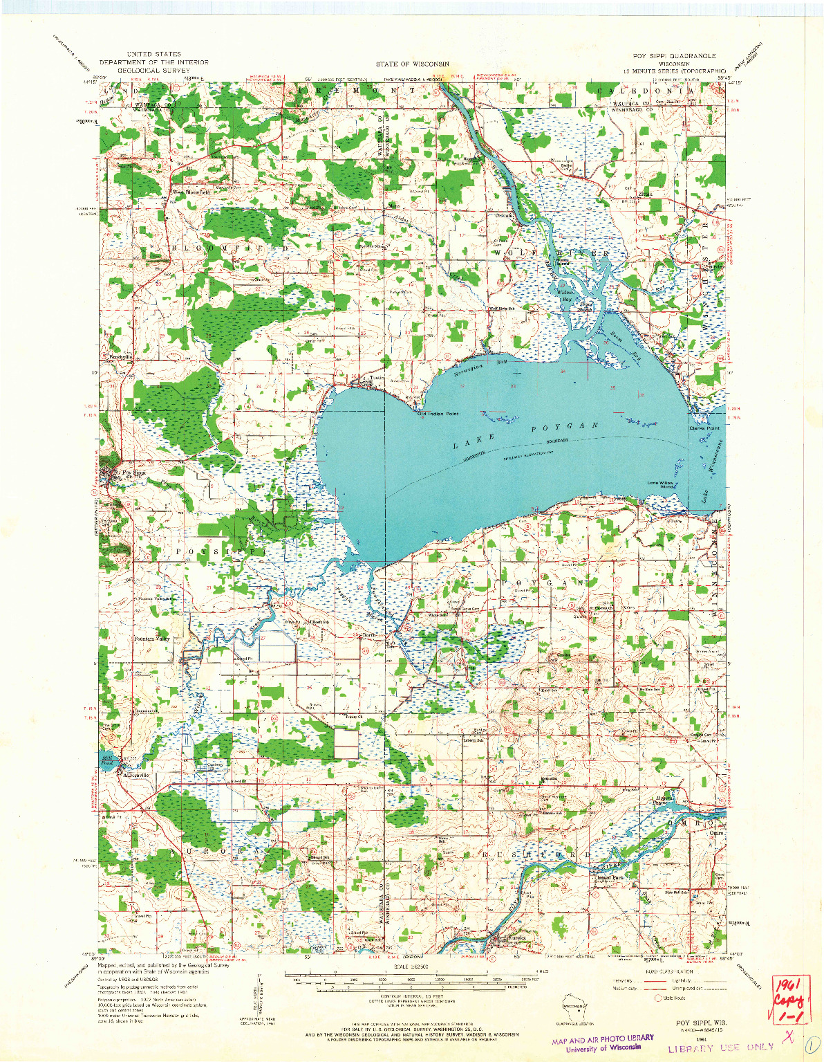 USGS 1:62500-SCALE QUADRANGLE FOR POY SIPPI, WI 1961