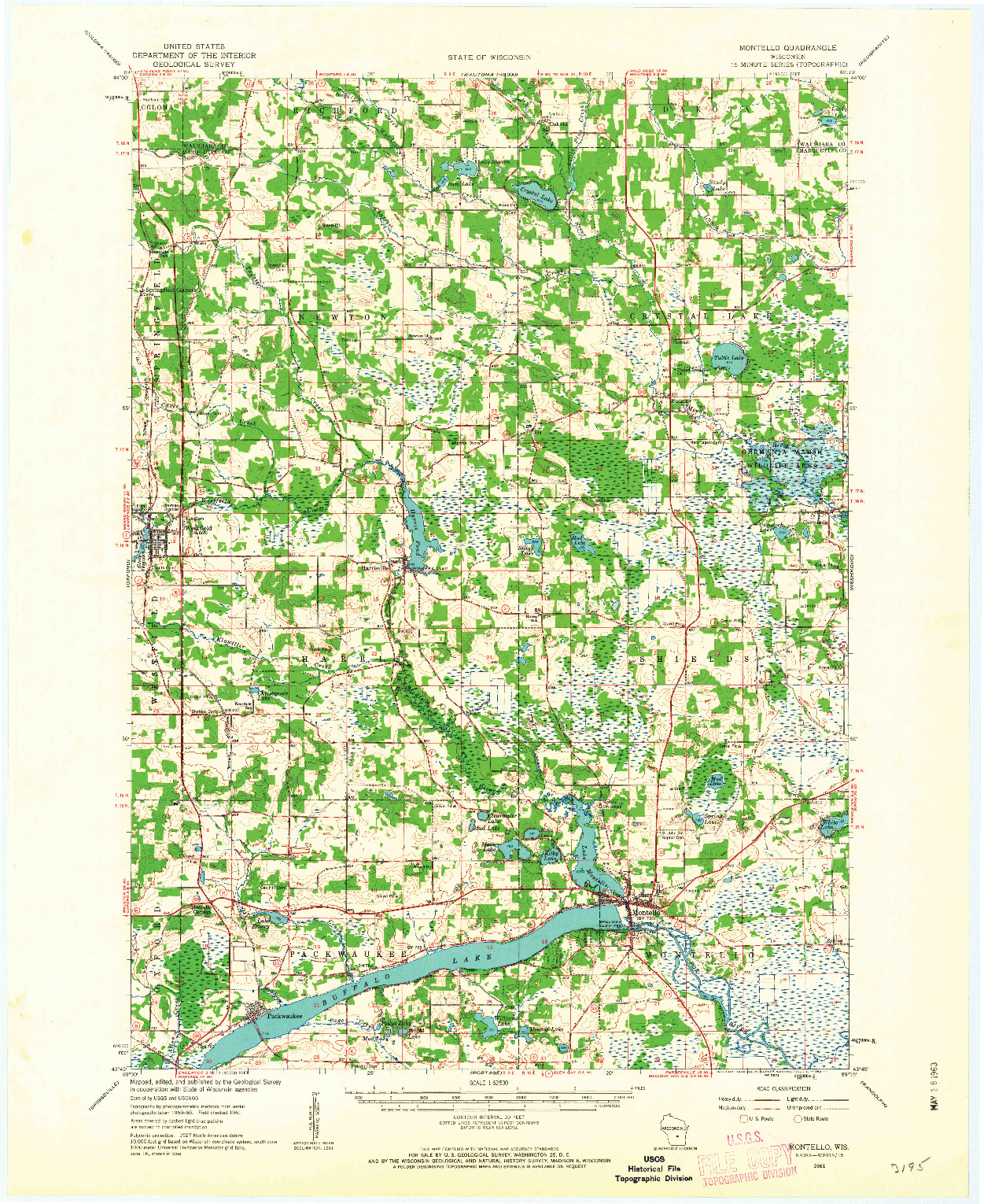 USGS 1:62500-SCALE QUADRANGLE FOR MONTELLO, WI 1961