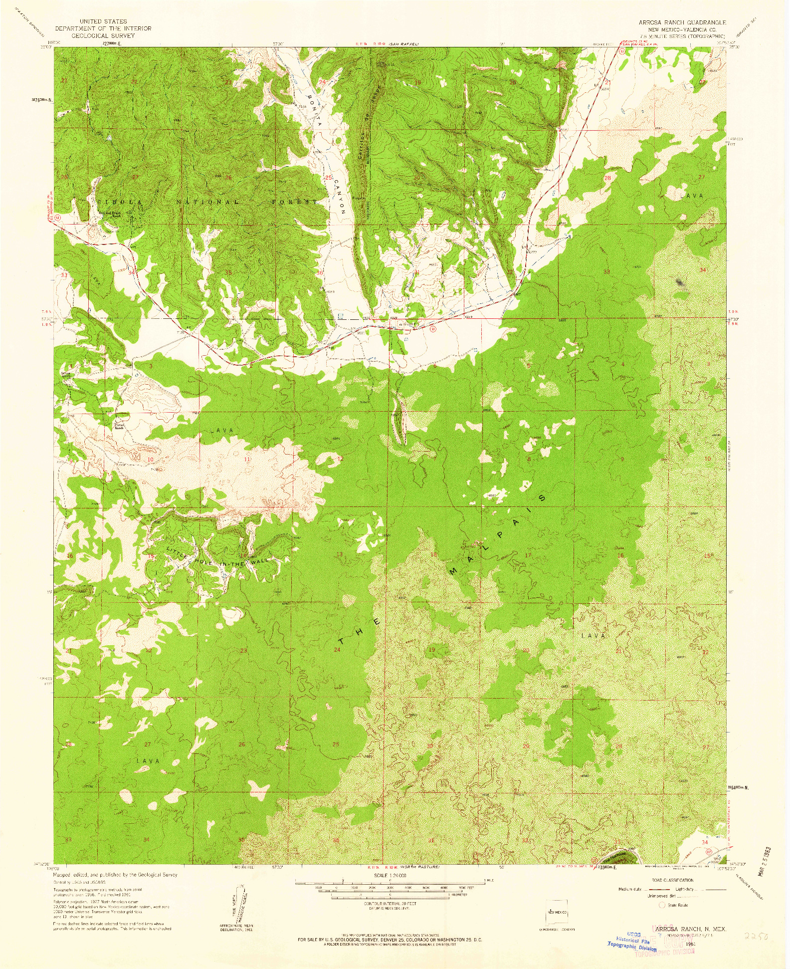 USGS 1:24000-SCALE QUADRANGLE FOR ARROSA RANCH, NM 1961
