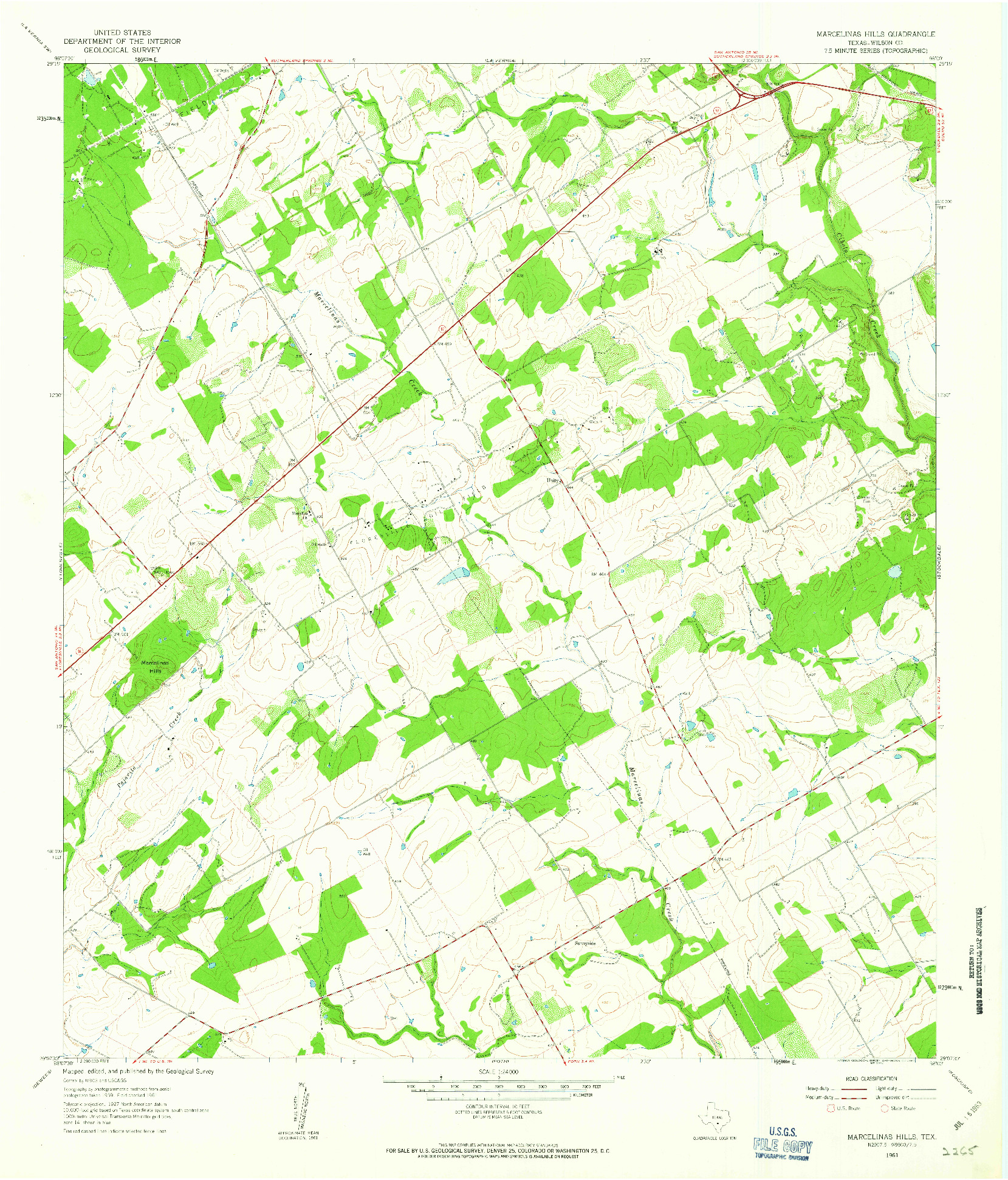 USGS 1:24000-SCALE QUADRANGLE FOR MARCELINAS HILLS, TX 1961