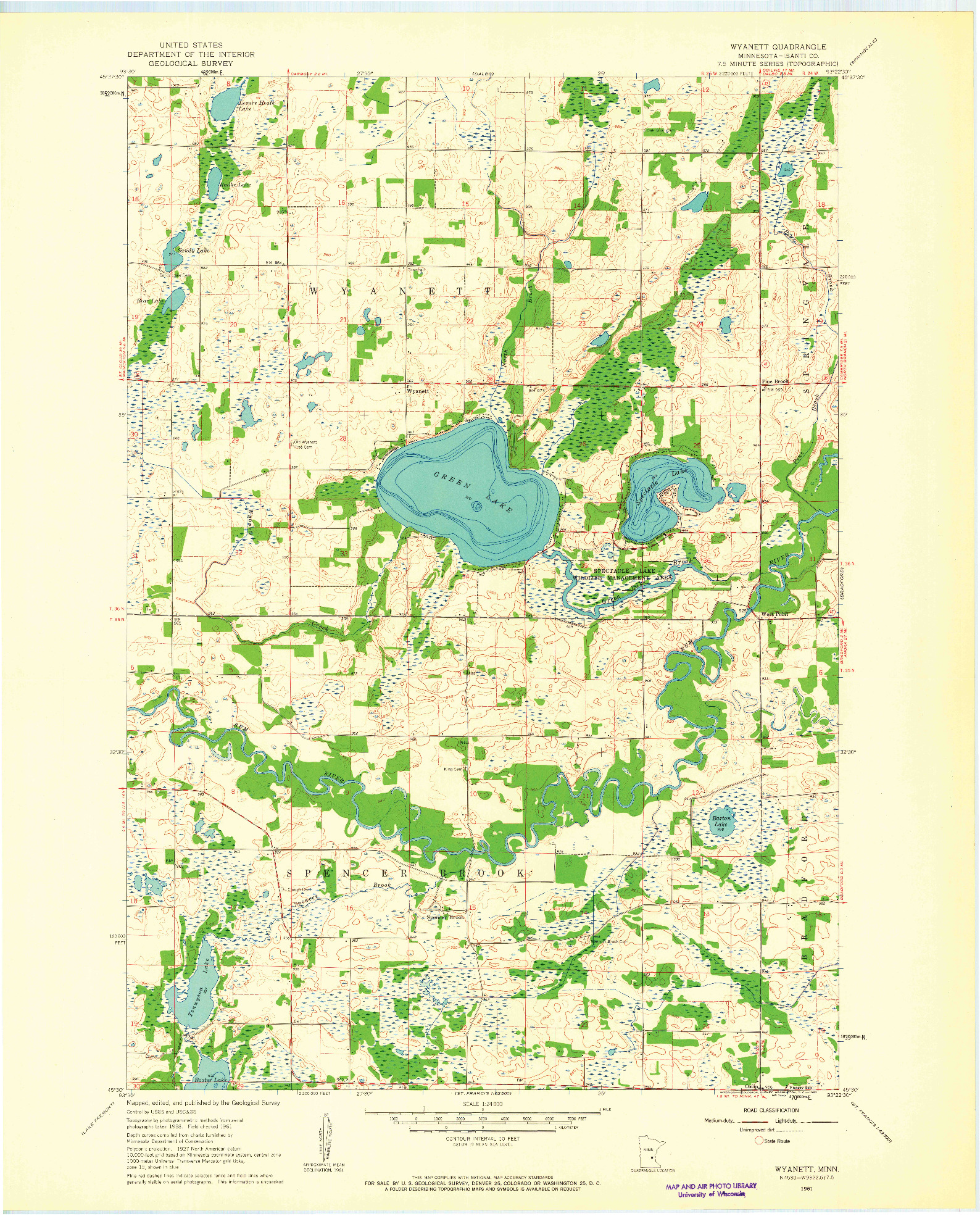 USGS 1:24000-SCALE QUADRANGLE FOR WYANETT, MN 1961