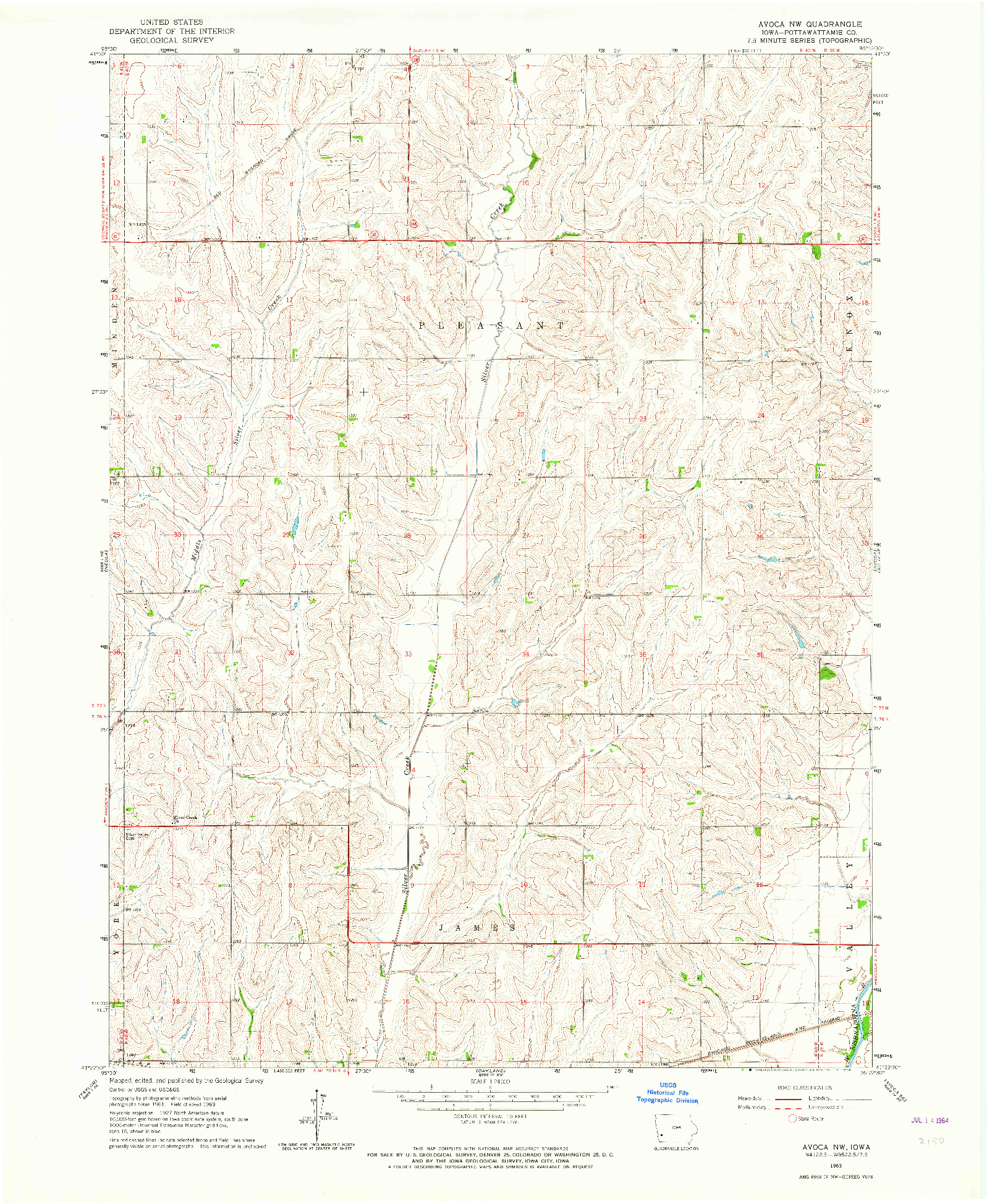 USGS 1:24000-SCALE QUADRANGLE FOR AVOCA NW, IA 1963