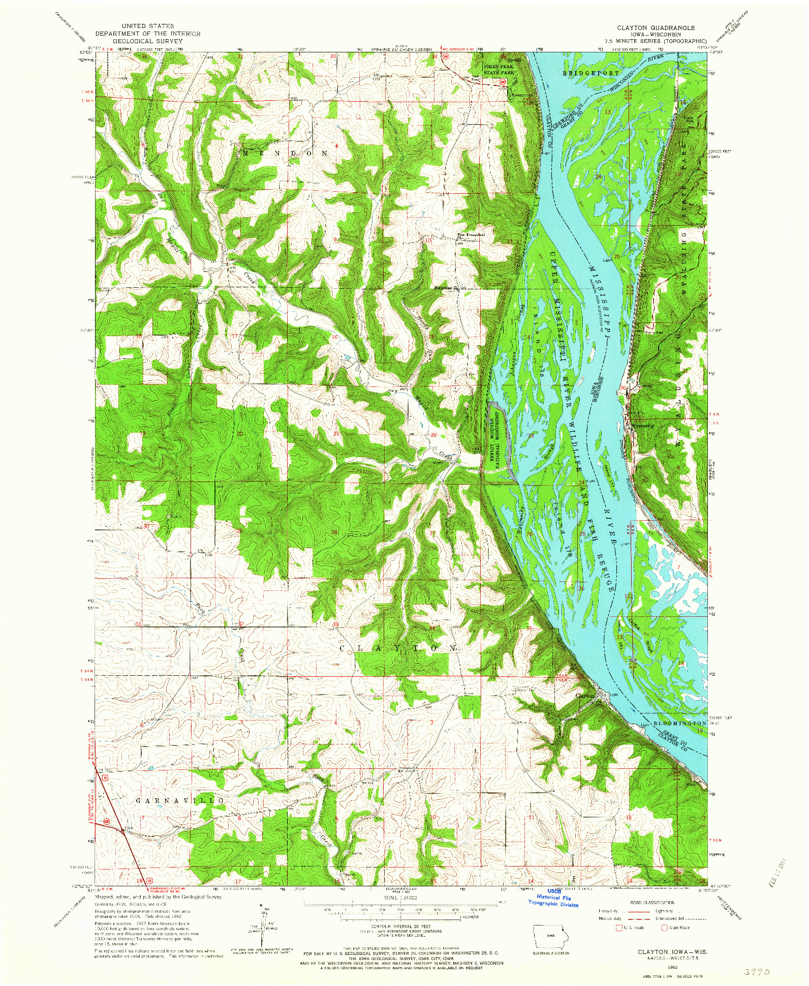 USGS 1:24000-SCALE QUADRANGLE FOR CLAYTON, IA 1962