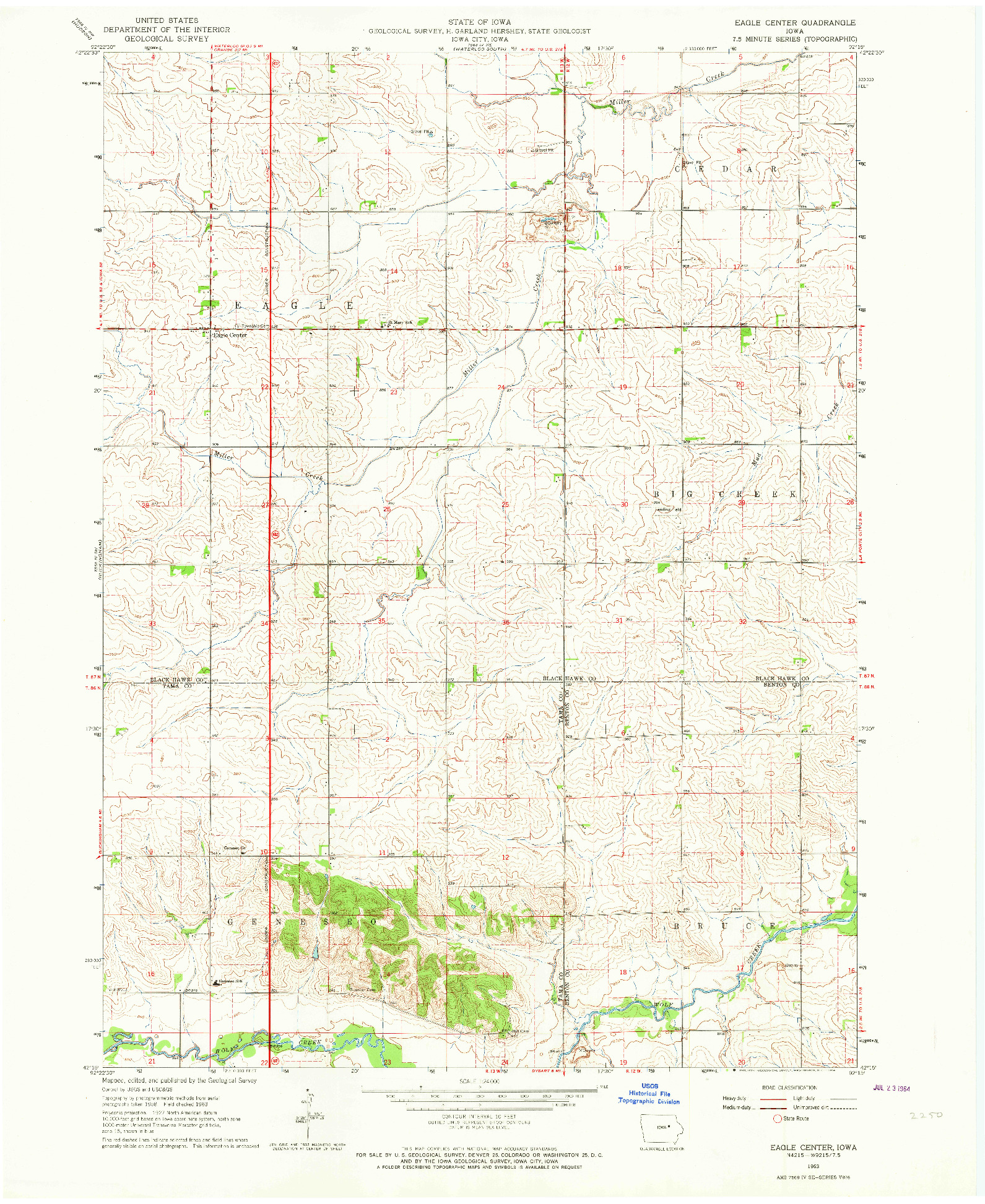 USGS 1:24000-SCALE QUADRANGLE FOR EAGLE CENTER, IA 1963