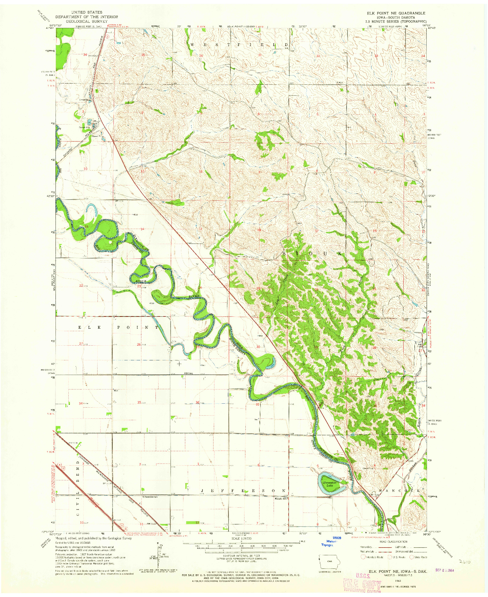 USGS 1:24000-SCALE QUADRANGLE FOR ELK POINT NE, IA 1963