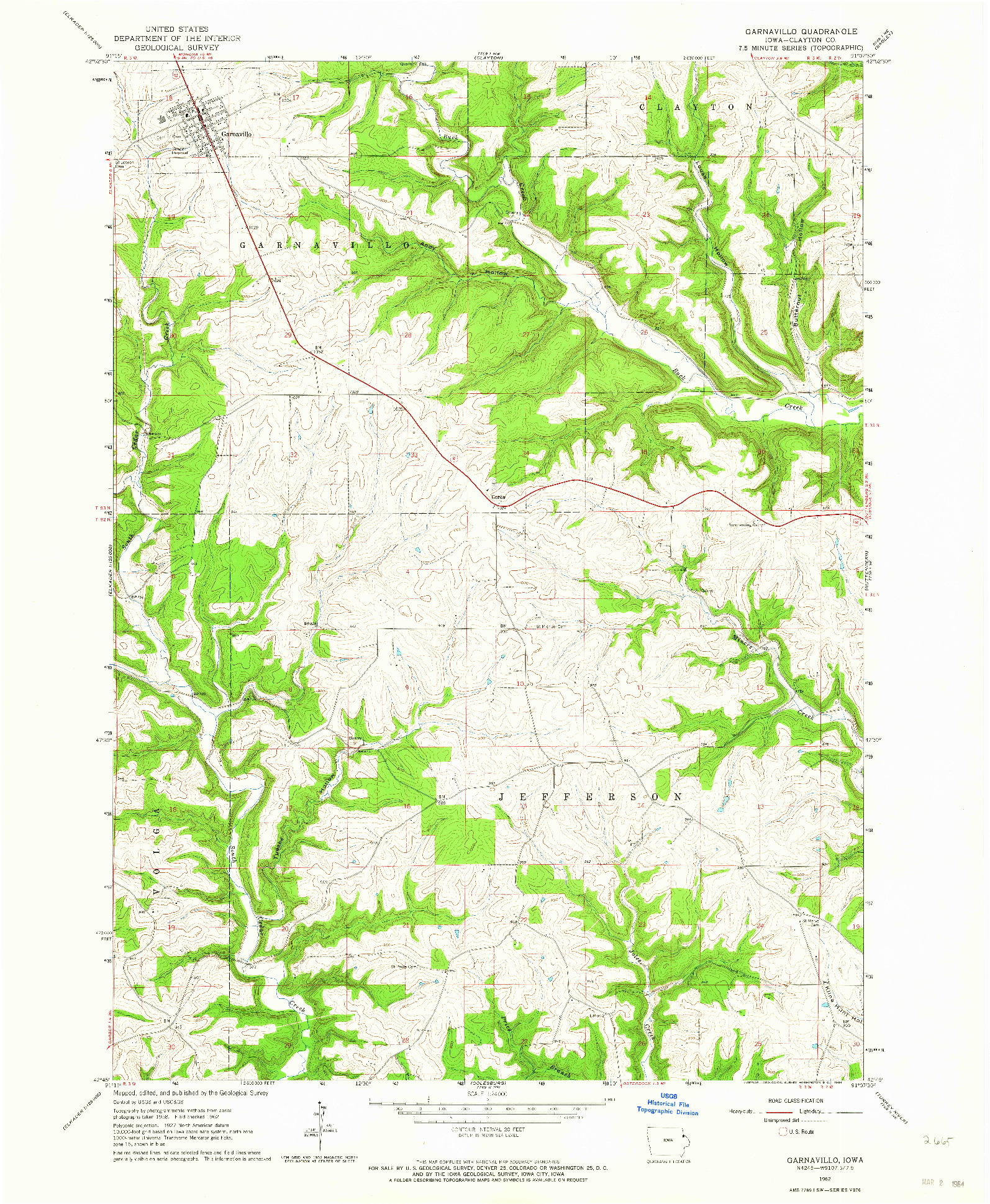 USGS 1:24000-SCALE QUADRANGLE FOR GARNAVILLO, IA 1962