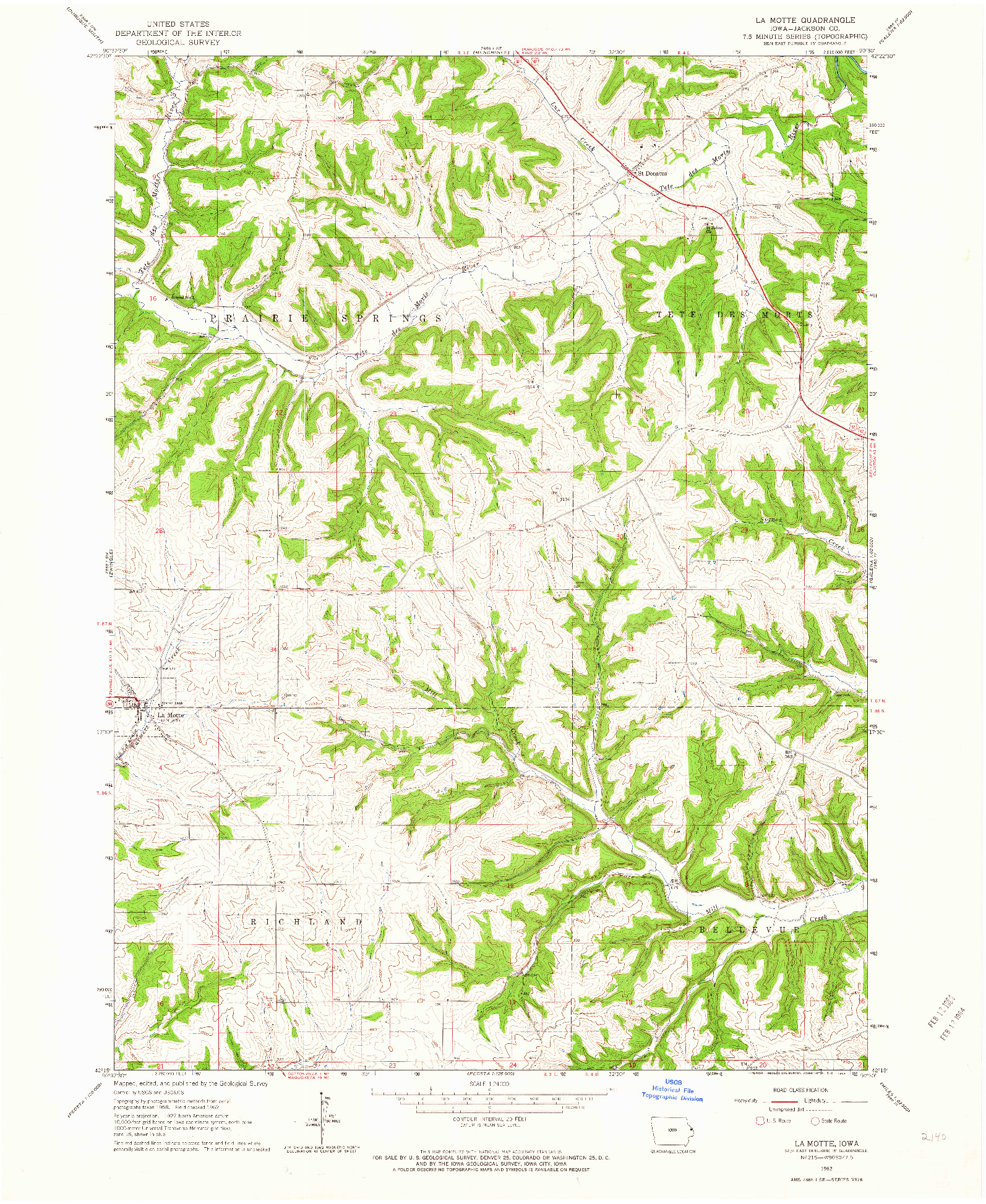 USGS 1:24000-SCALE QUADRANGLE FOR LA MOTTE, IA 1962