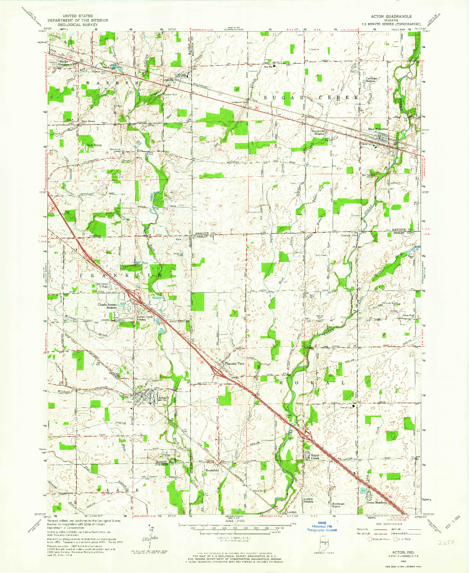 USGS 1:24000-SCALE QUADRANGLE FOR ACTON, IN 1962