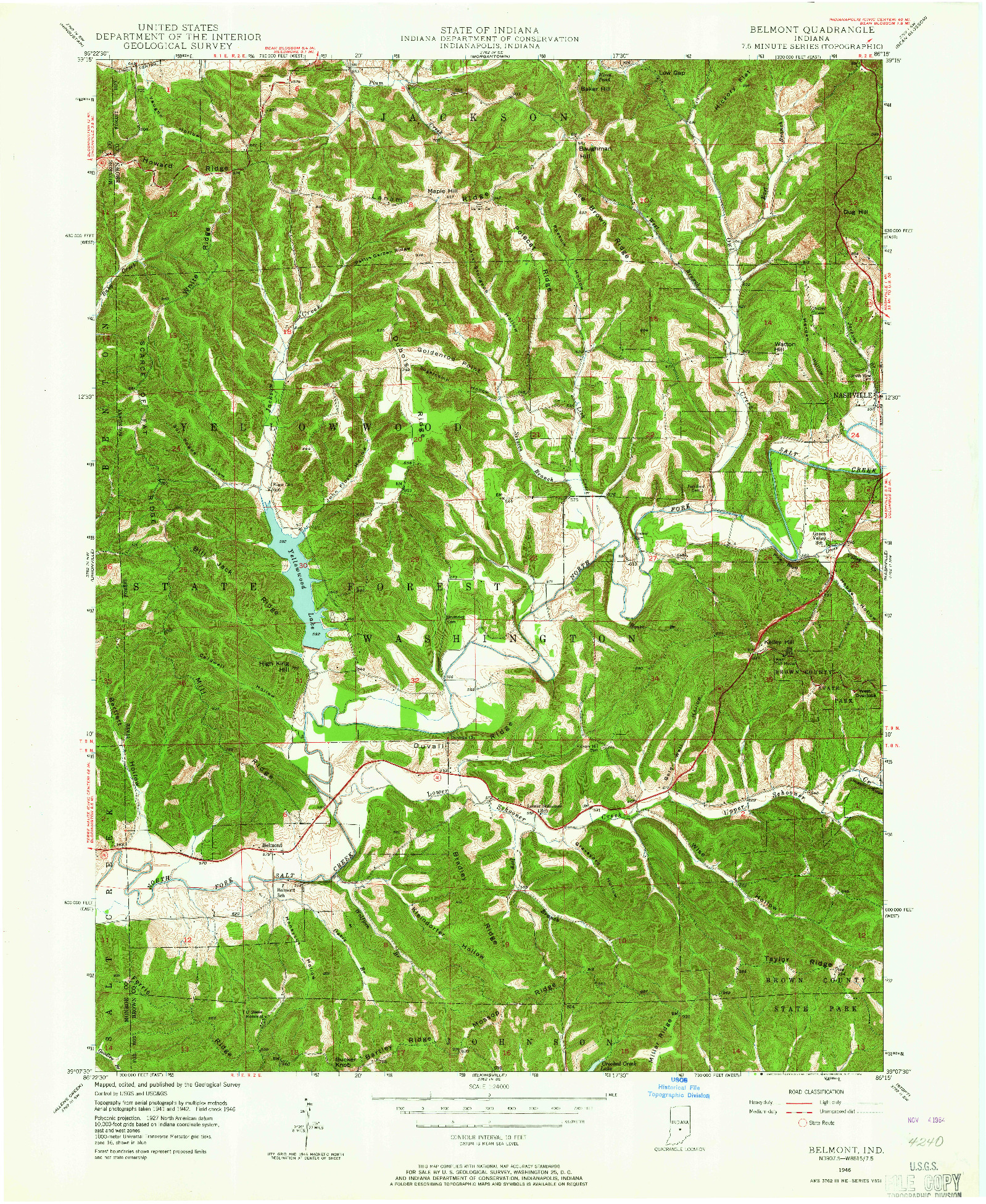 USGS 1:24000-SCALE QUADRANGLE FOR BELMONT, IN 1946