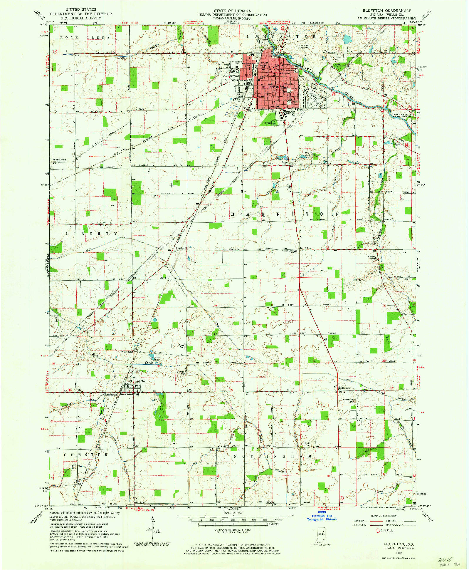 USGS 1:24000-SCALE QUADRANGLE FOR BLUFFTON, IN 1962