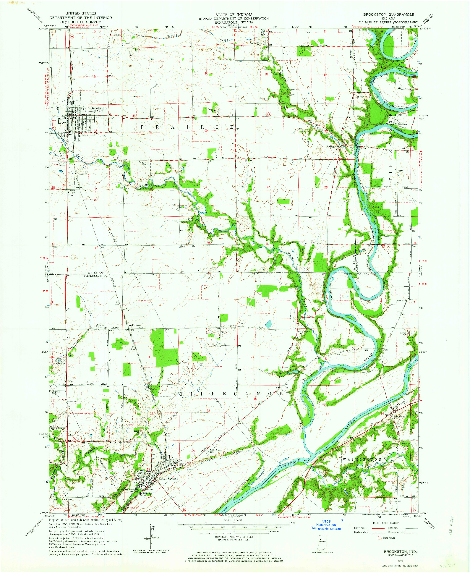 USGS 1:24000-SCALE QUADRANGLE FOR BROOKSTON NW, IN 1962