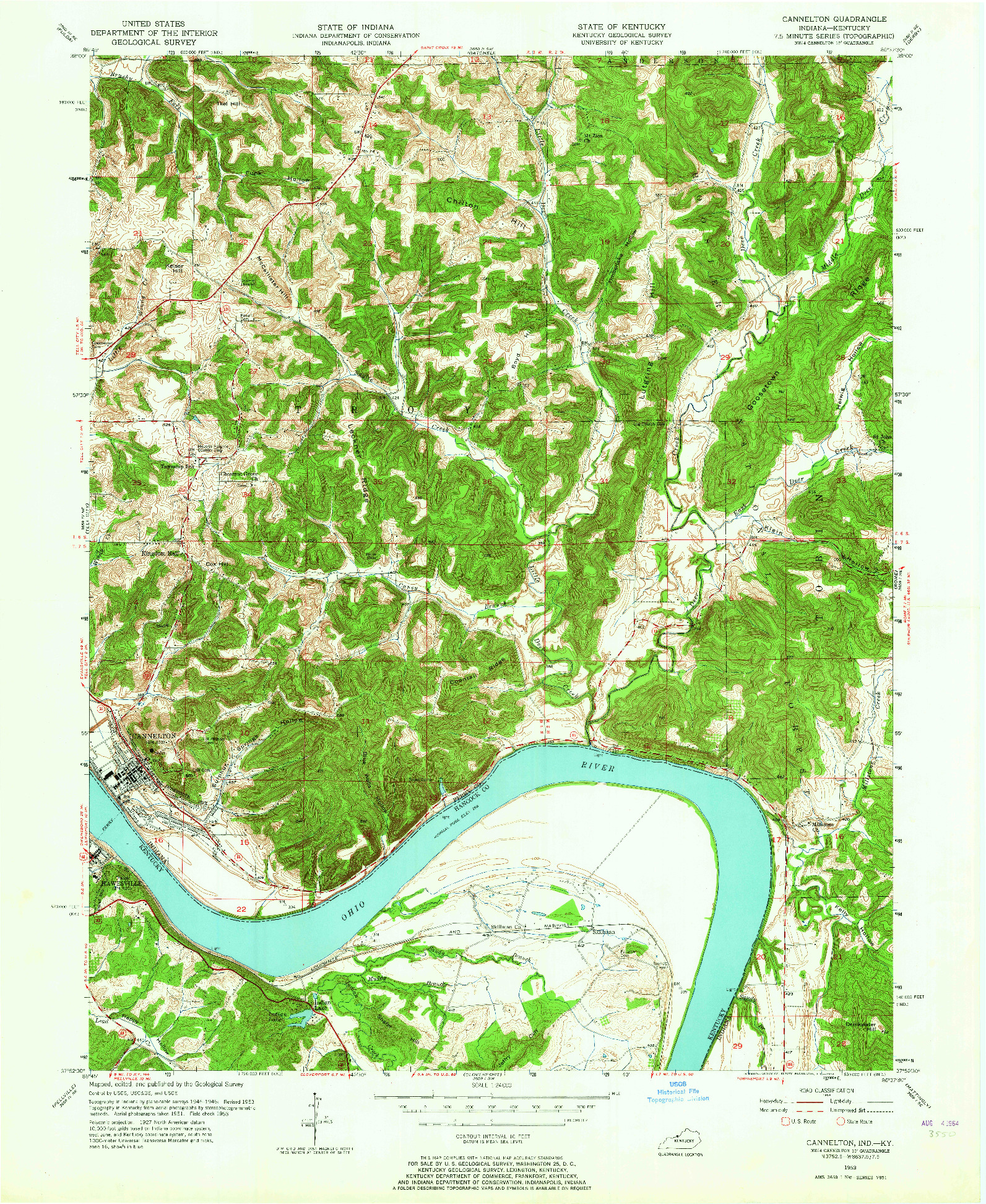 USGS 1:24000-SCALE QUADRANGLE FOR CANNELTON, IN 1953