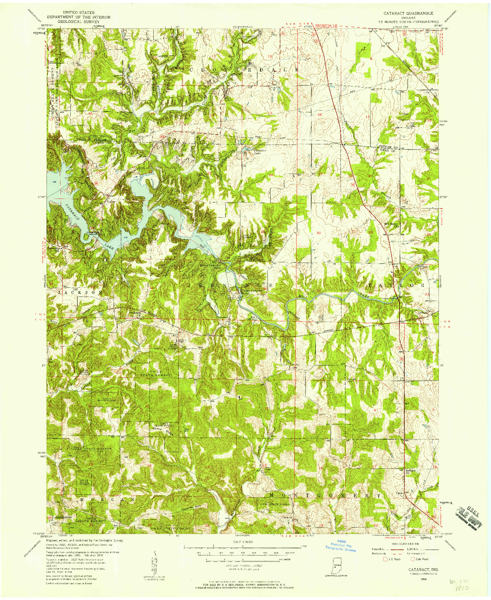 USGS 1:24000-SCALE QUADRANGLE FOR CATARACT, IN 1956