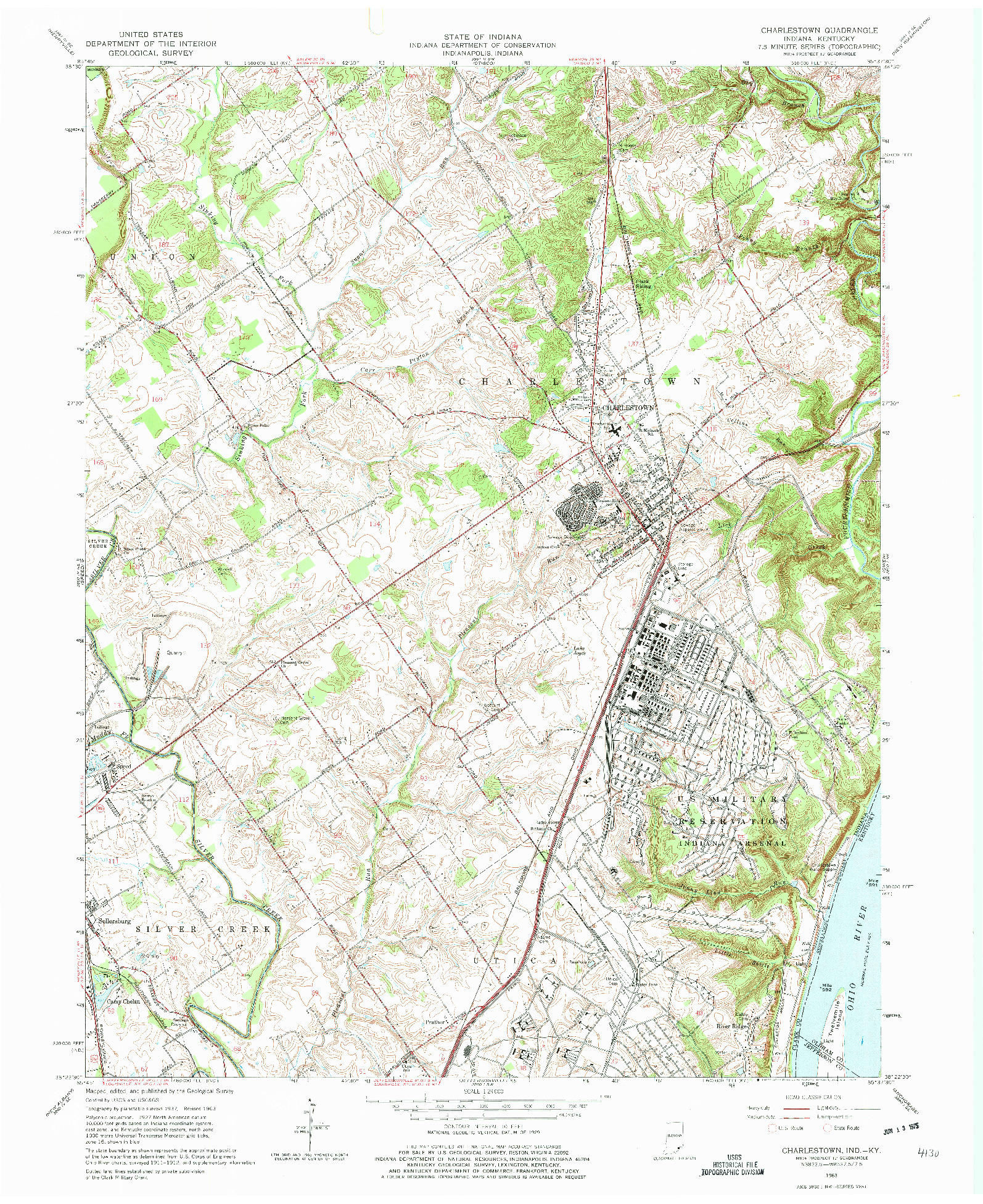 USGS 1:24000-SCALE QUADRANGLE FOR CHARLESTOWN, IN 1963