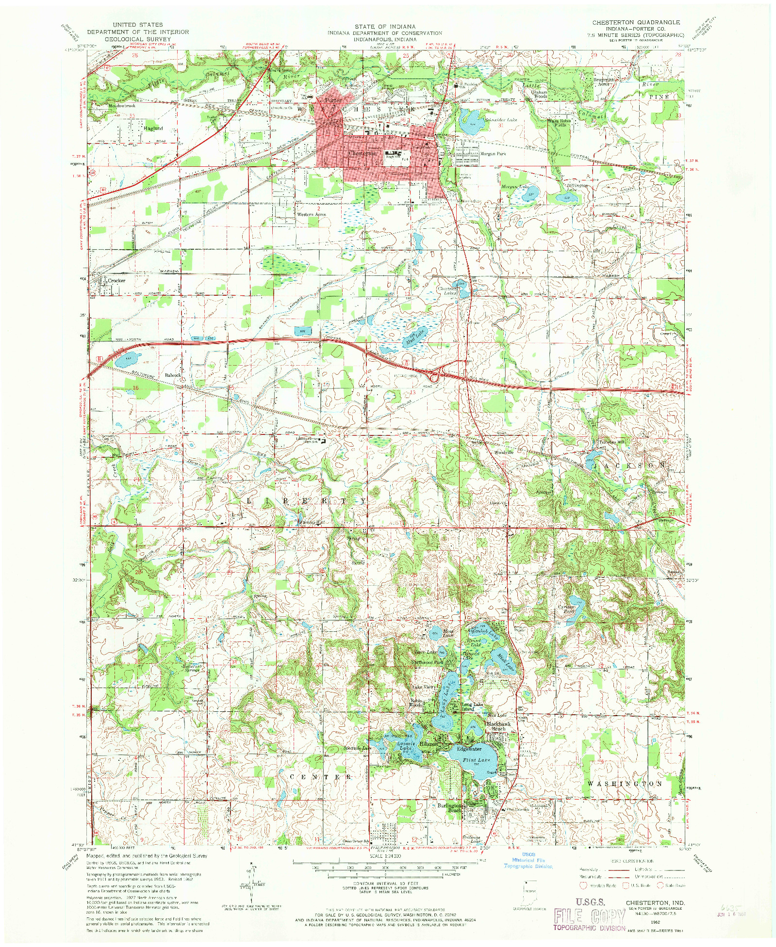 USGS 1:24000-SCALE QUADRANGLE FOR CHESTERTON, IN 1962