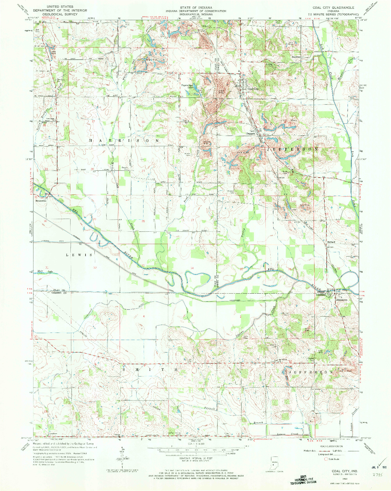 USGS 1:24000-SCALE QUADRANGLE FOR COAL CITY, IN 1963