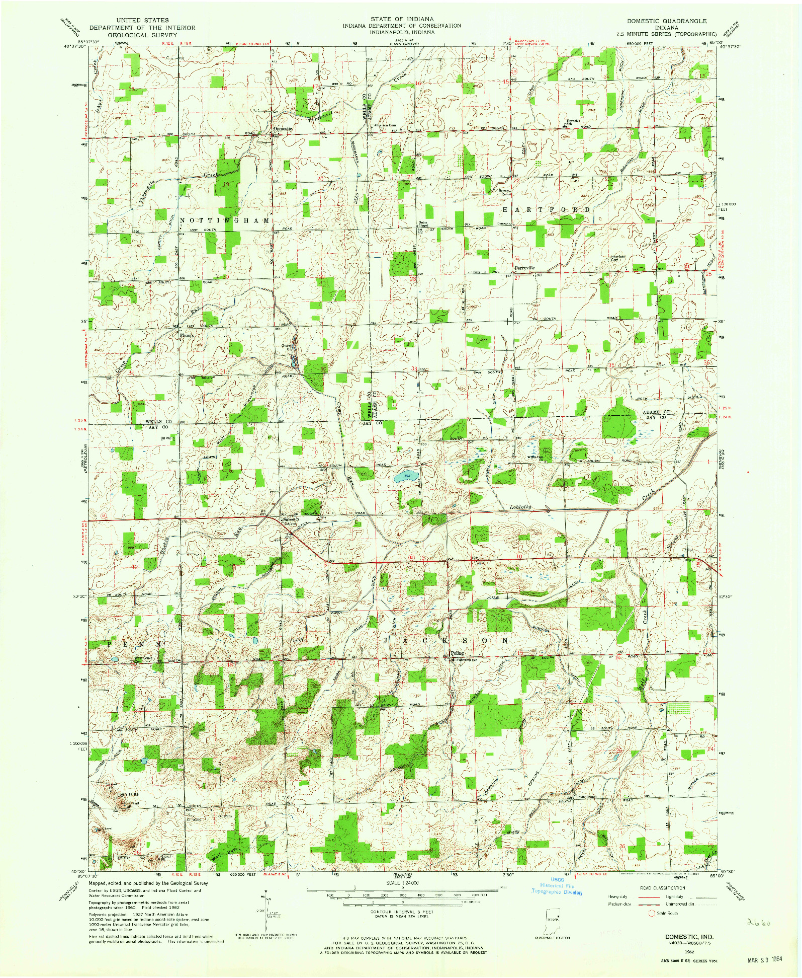 USGS 1:24000-SCALE QUADRANGLE FOR DOMESTIC, IN 1962