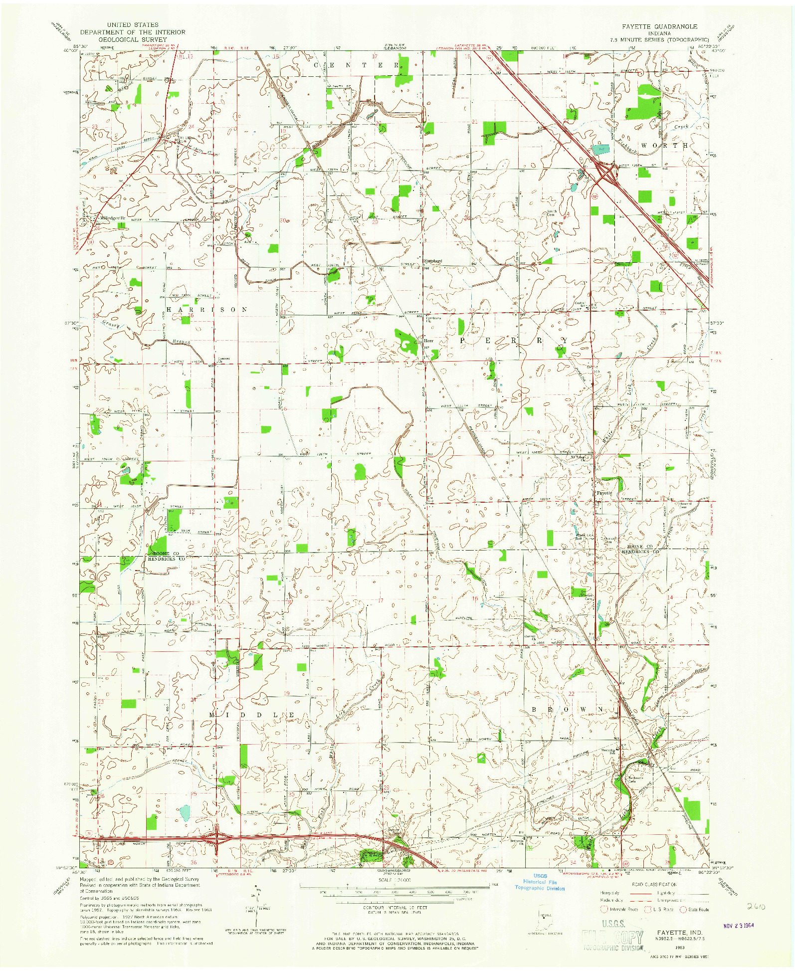 USGS 1:24000-SCALE QUADRANGLE FOR FAYETTE, IN 1963