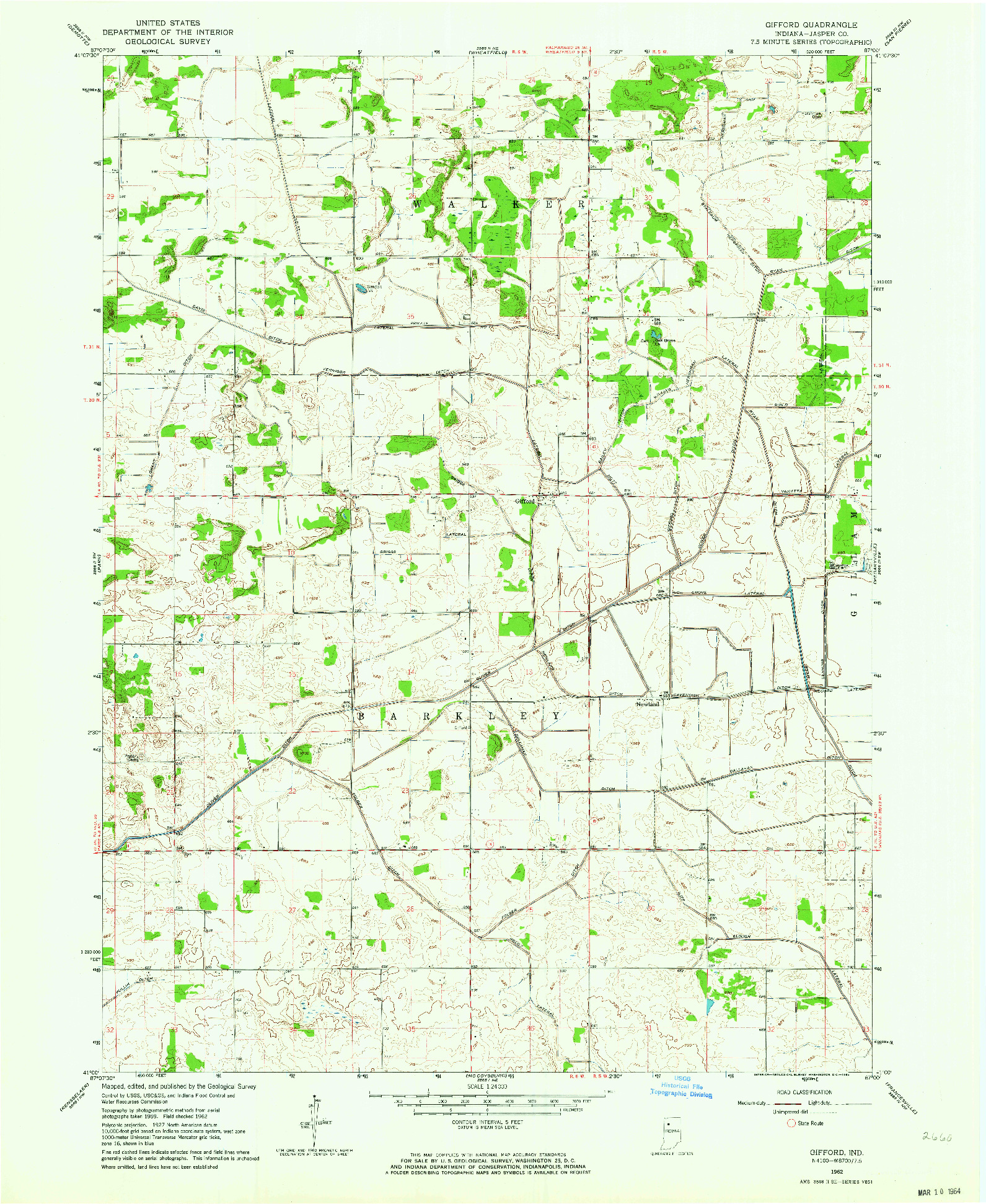 USGS 1:24000-SCALE QUADRANGLE FOR GIFFORD, IN 1962