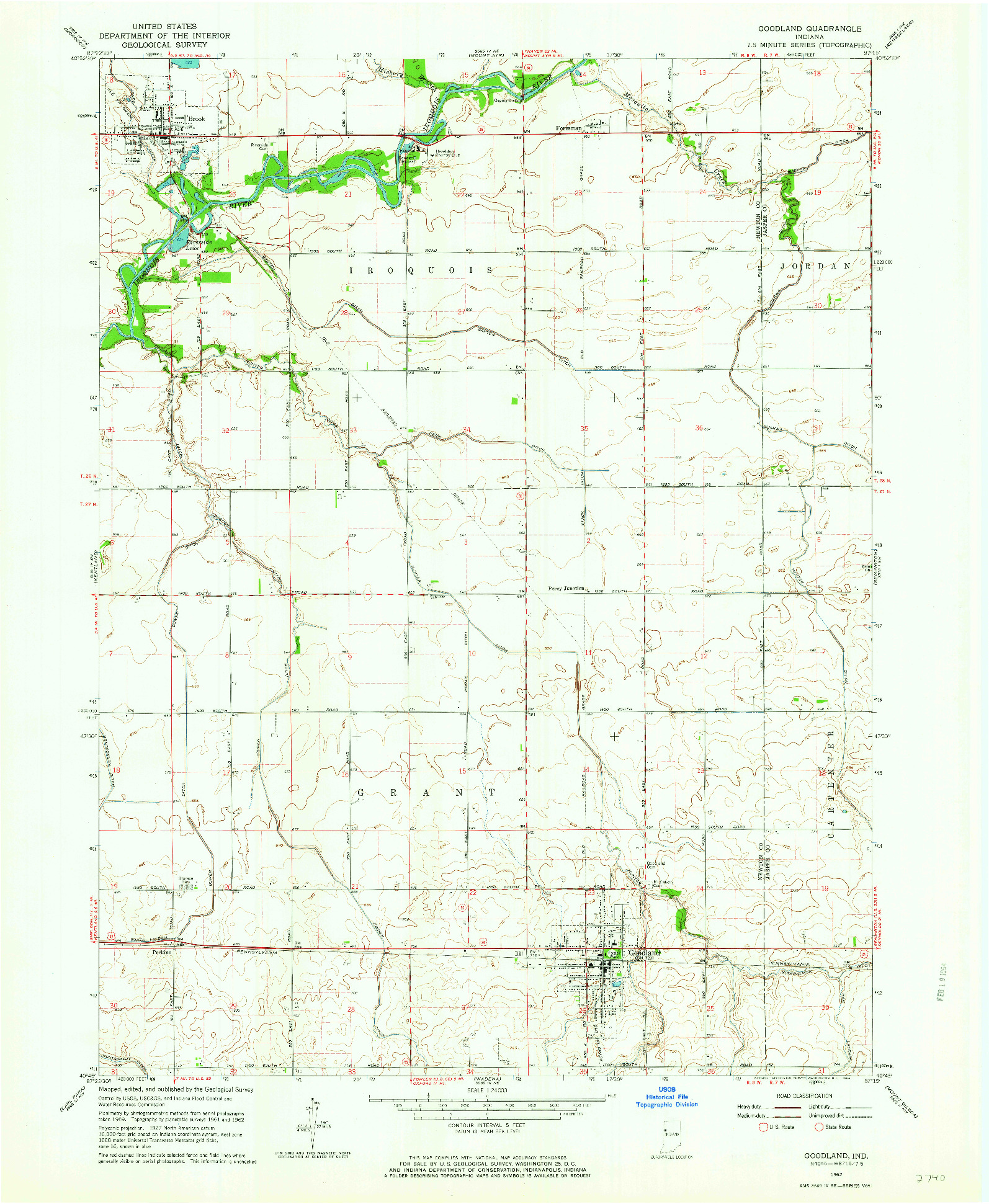 USGS 1:24000-SCALE QUADRANGLE FOR GOODLAND, IN 1962