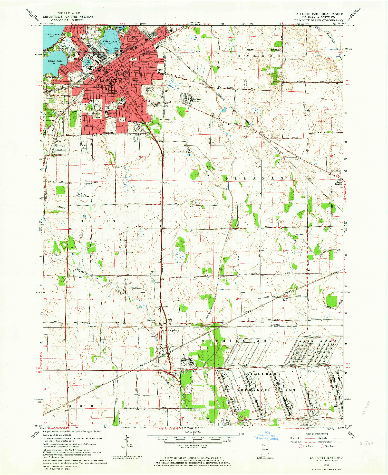 USGS 1:24000-SCALE QUADRANGLE FOR LA PORTE EAST, IN 1958