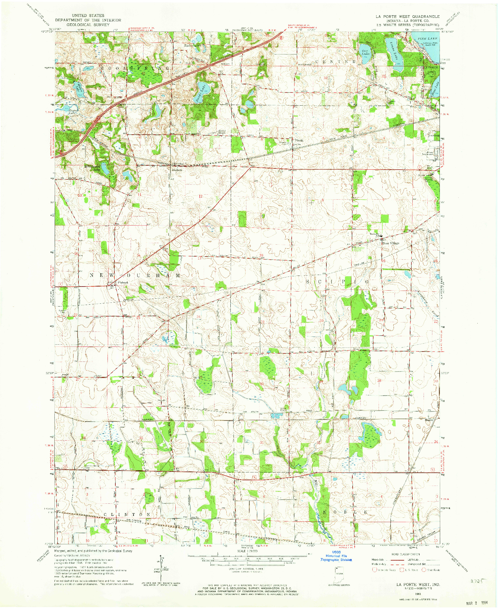 USGS 1:24000-SCALE QUADRANGLE FOR LA PORTE WEST, IN 1961