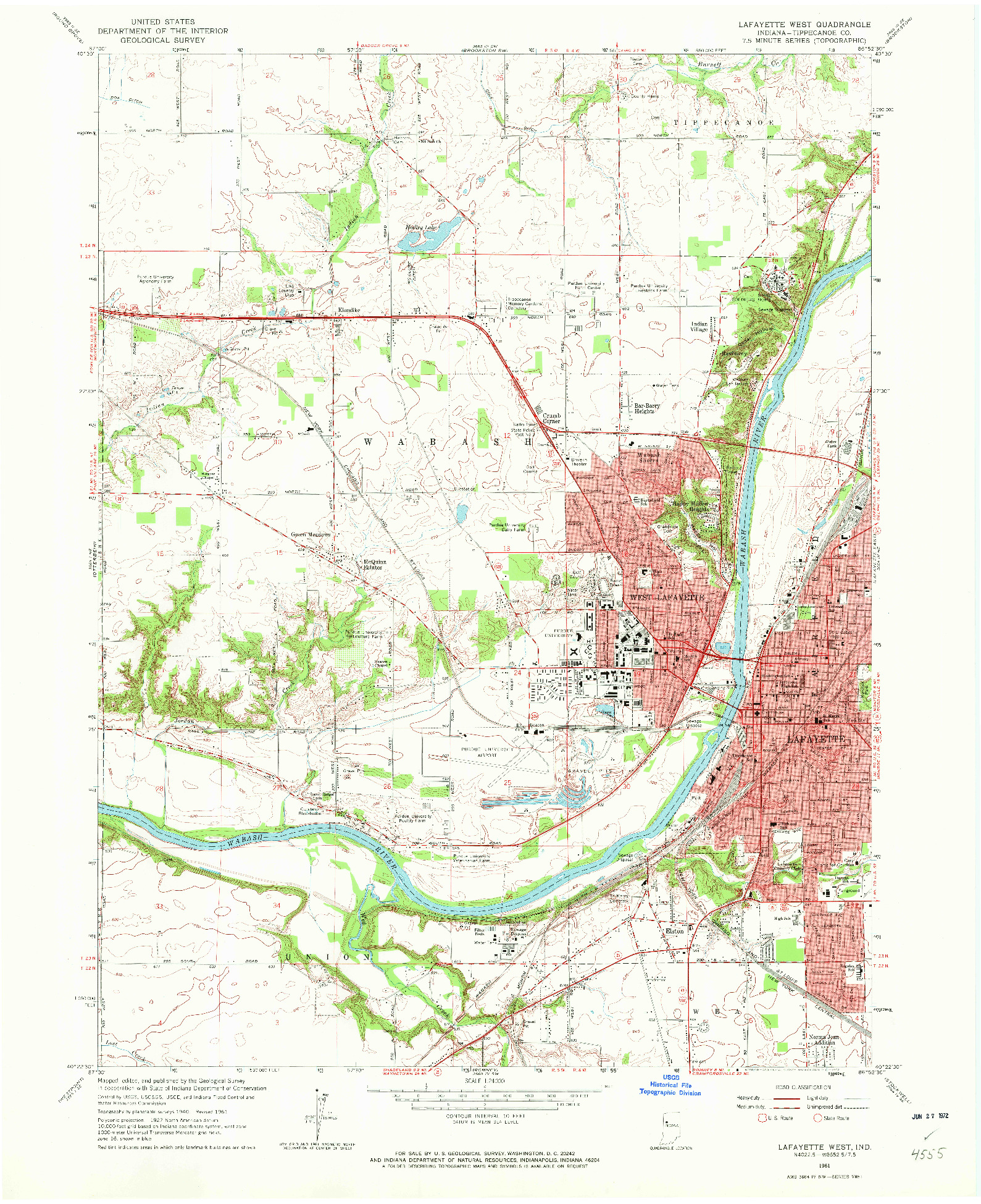 USGS 1:24000-SCALE QUADRANGLE FOR LAFAYETTE WEST, IN 1961