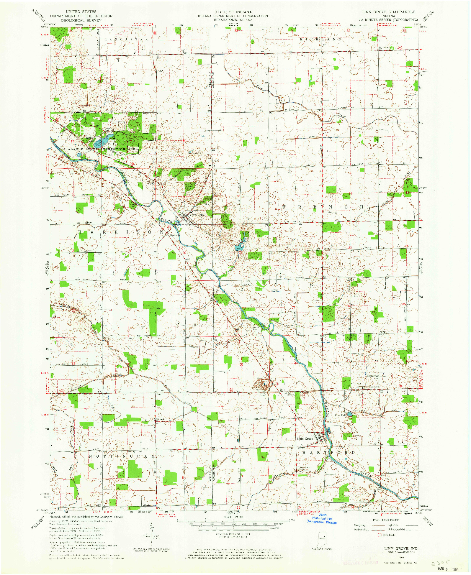 USGS 1:24000-SCALE QUADRANGLE FOR LINN GROVE, IN 1962