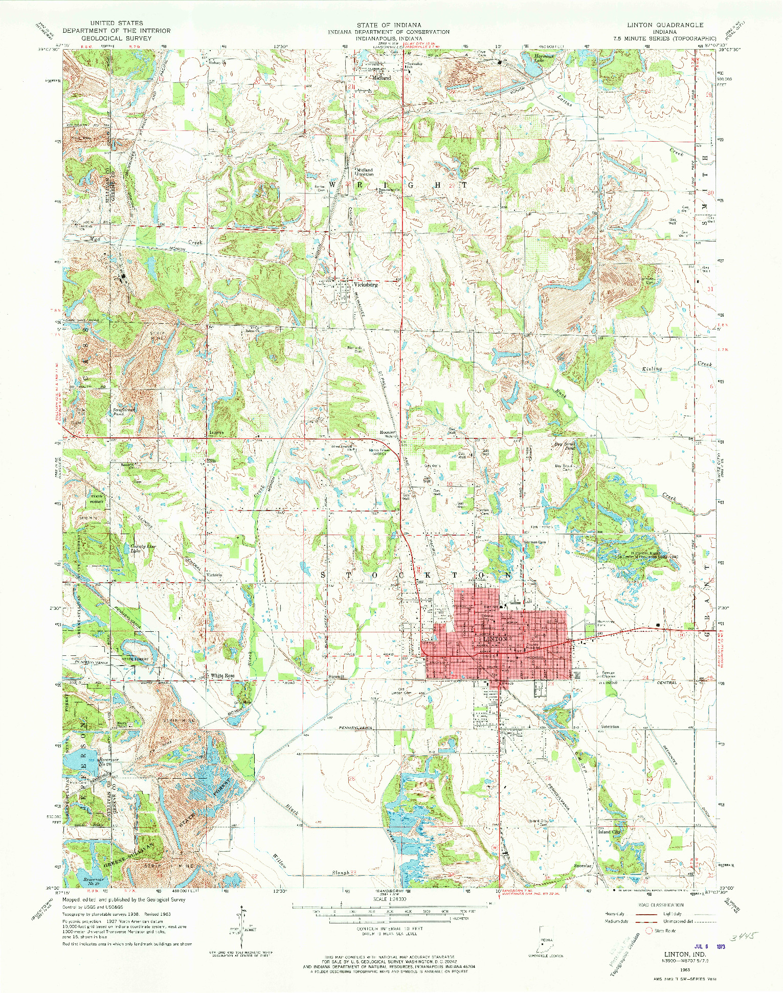 USGS 1:24000-SCALE QUADRANGLE FOR LINTON, IN 1963