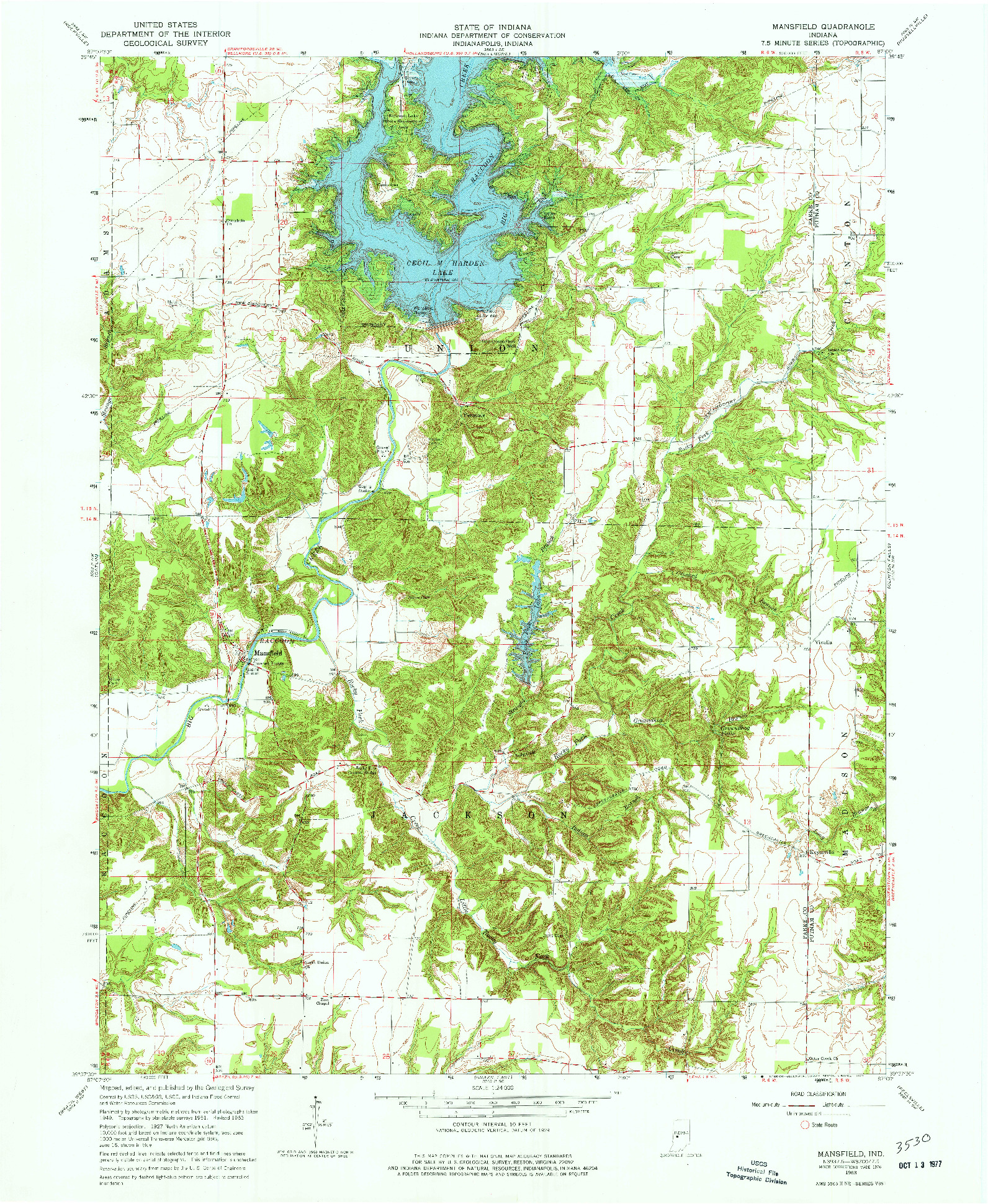 USGS 1:24000-SCALE QUADRANGLE FOR MANSFIELD, IN 1963