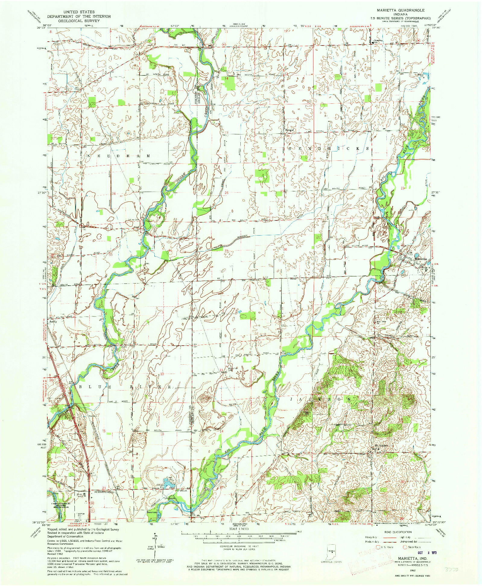 USGS 1:24000-SCALE QUADRANGLE FOR MARIETTA, IN 1962