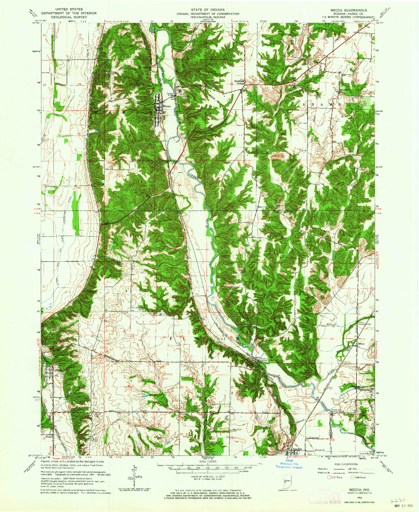 USGS 1:24000-SCALE QUADRANGLE FOR MECCA, IN 1963