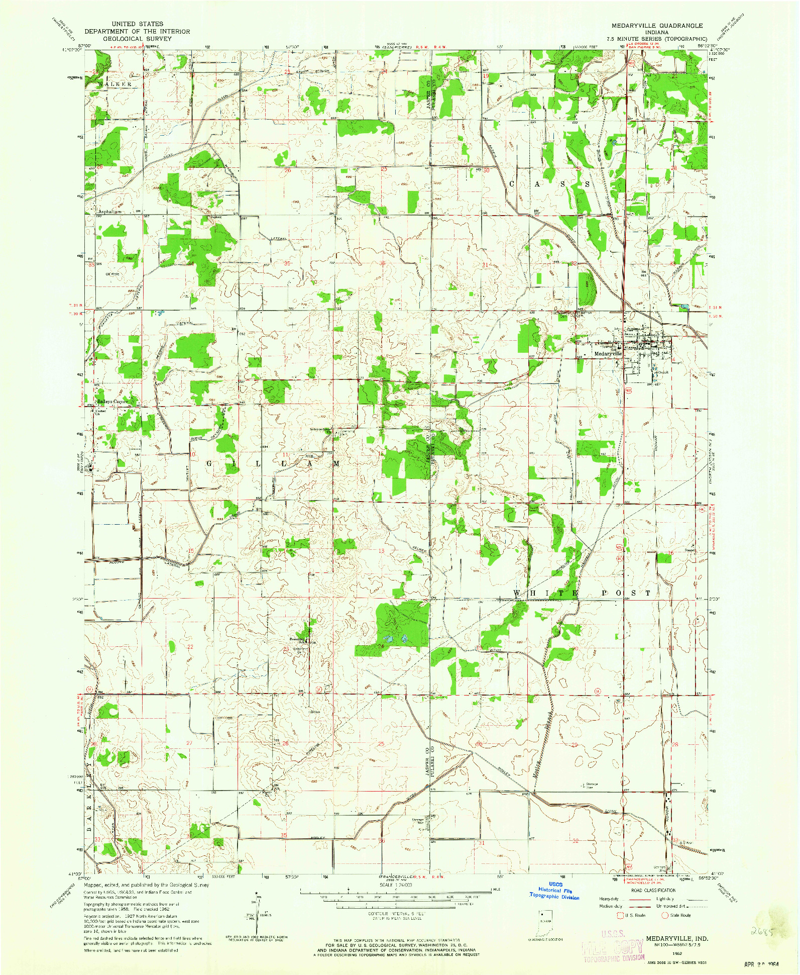 USGS 1:24000-SCALE QUADRANGLE FOR MEDARYVILLE, IN 1962