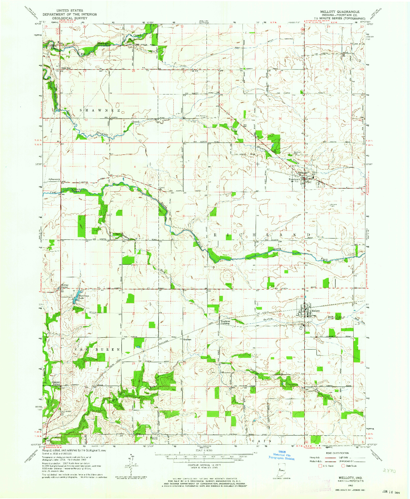 USGS 1:24000-SCALE QUADRANGLE FOR MELLOTT, IN 1962